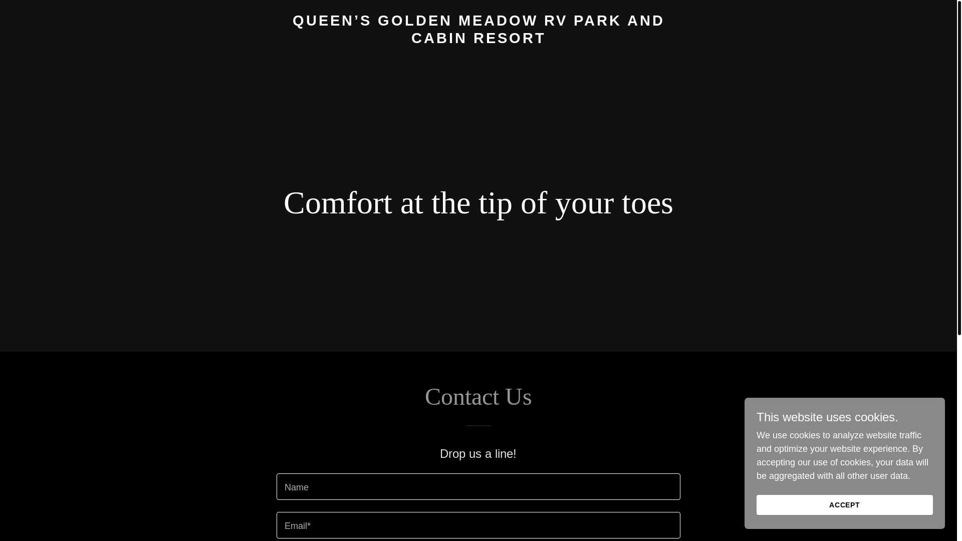 website screenshot of https://qgmrvparkandcabins.com/
