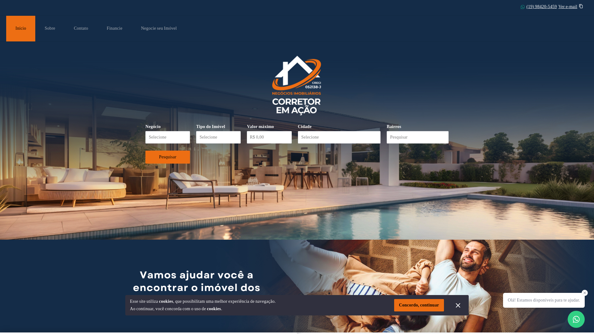 website screenshot of https://corretoremacao.com.br
