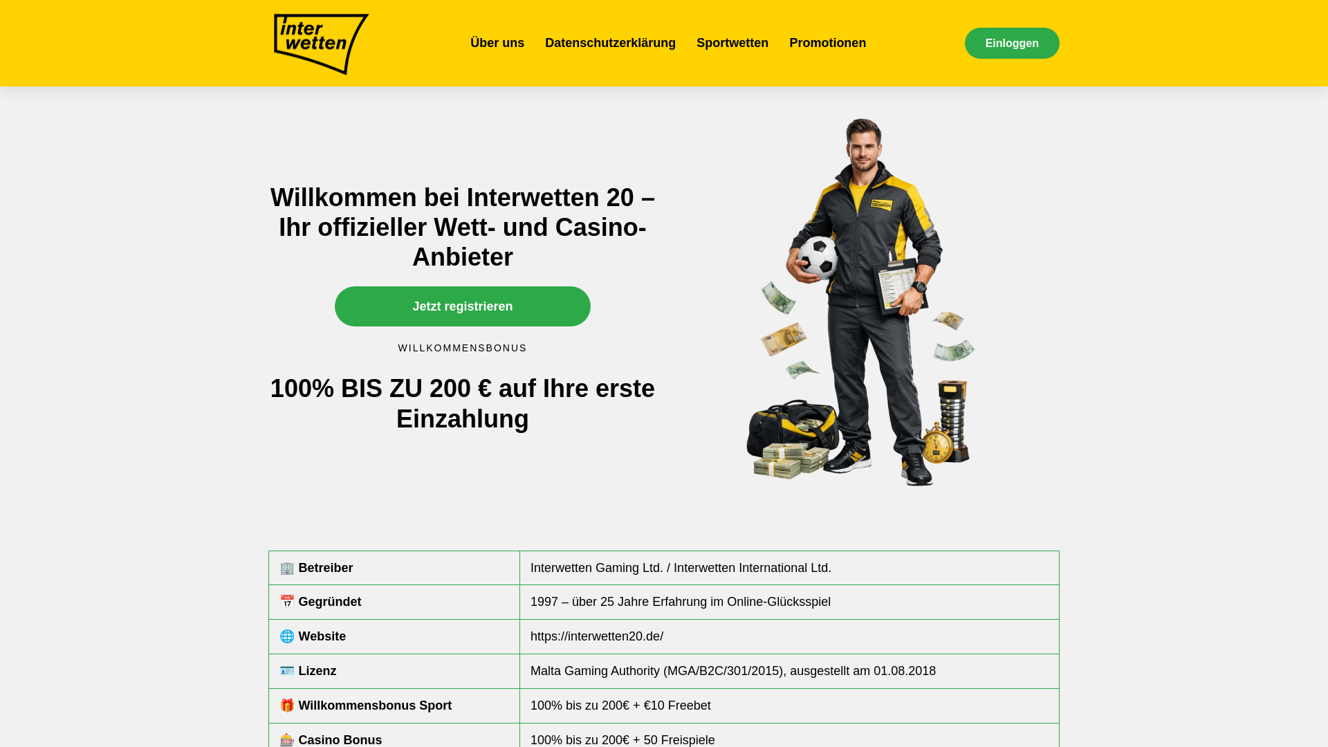 website screenshot of https://interwetten20.de/