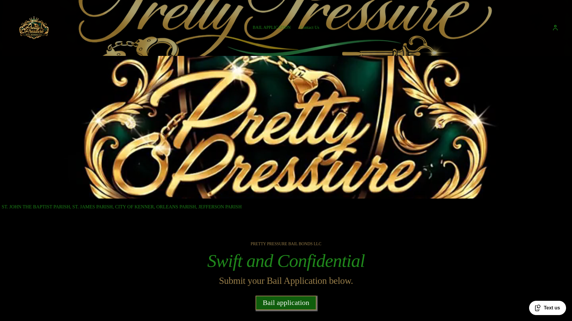 website screenshot of https://prettypressurebail.com