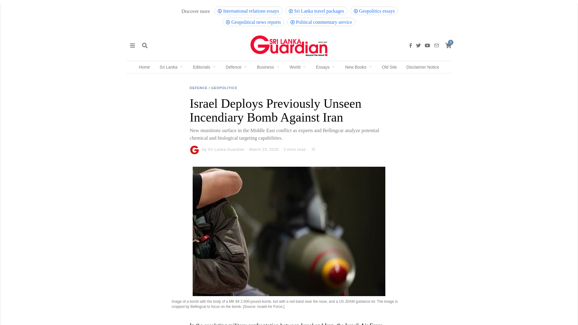 website screenshot of https://slguardian.org/israel-deploys-previously-unseen-incendiary-bomb-against-iran/