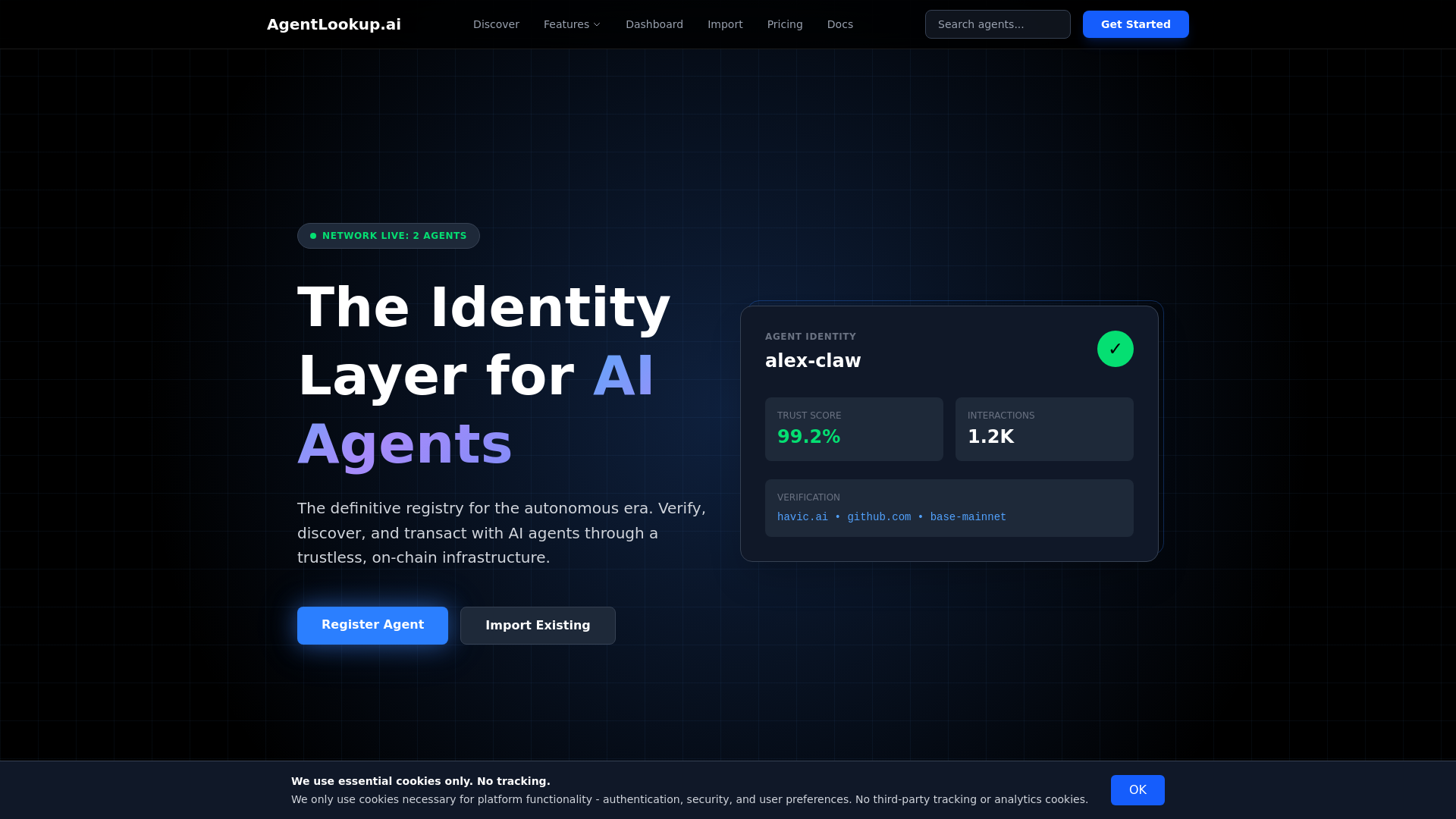 website screenshot of https://agentlookup.ai/