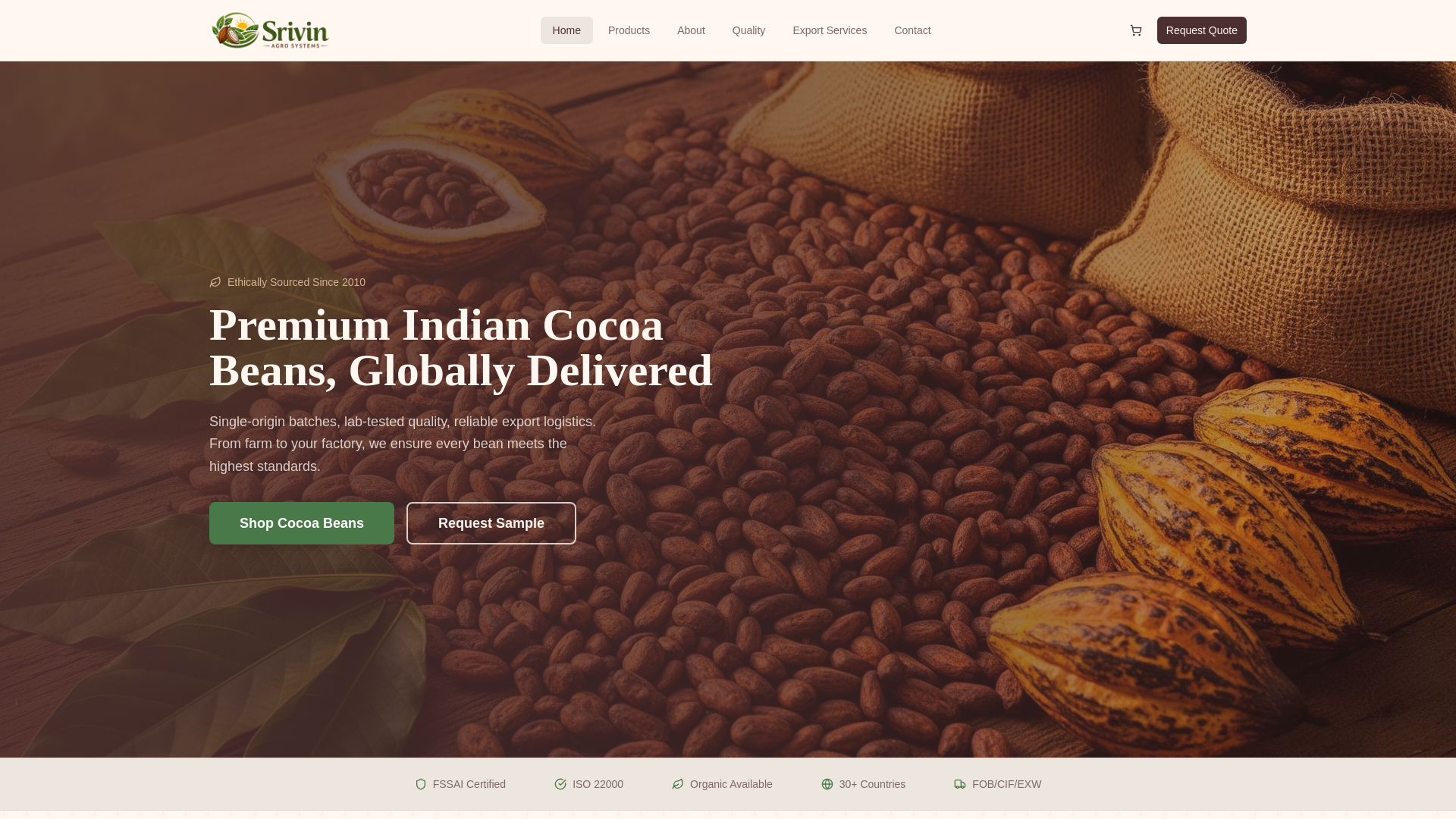 website screenshot of https://srivinagrosystems.com/