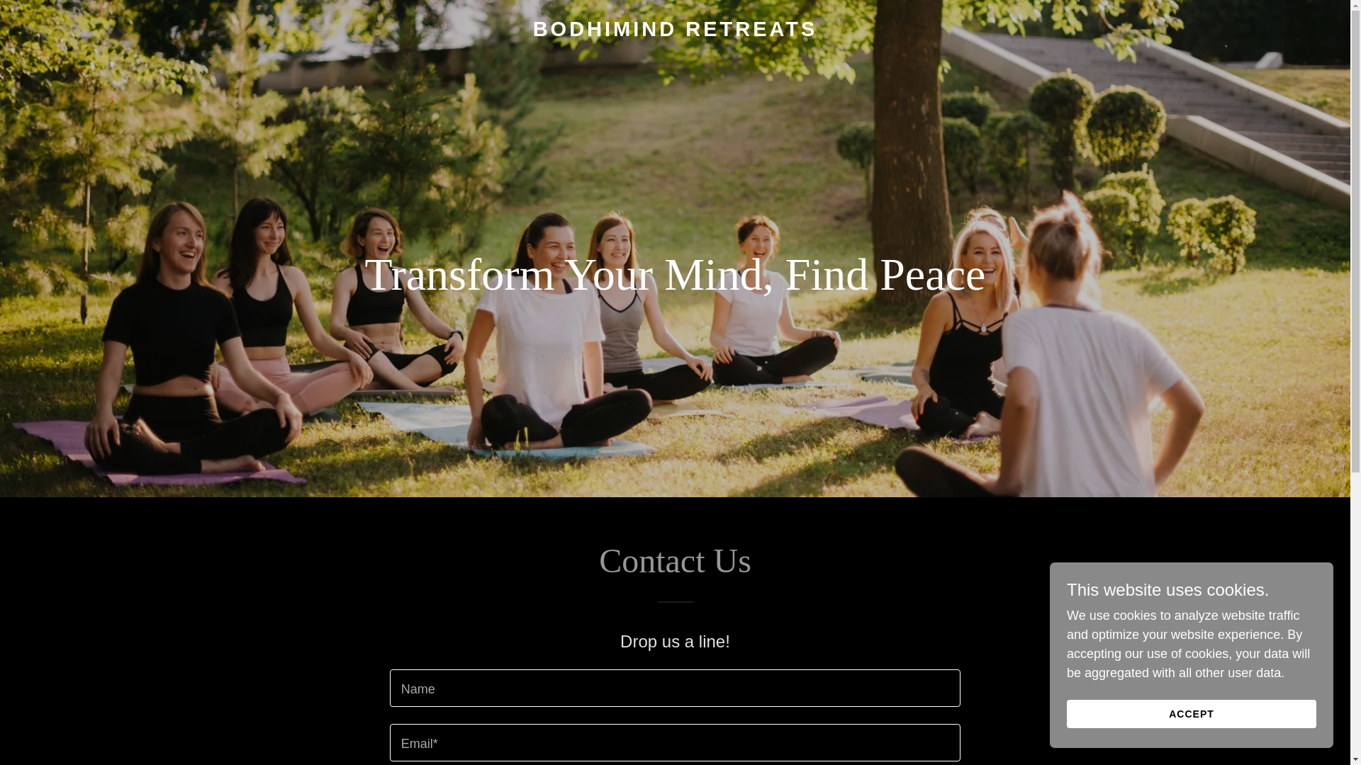 website screenshot of https://bodhimindretreats.com/