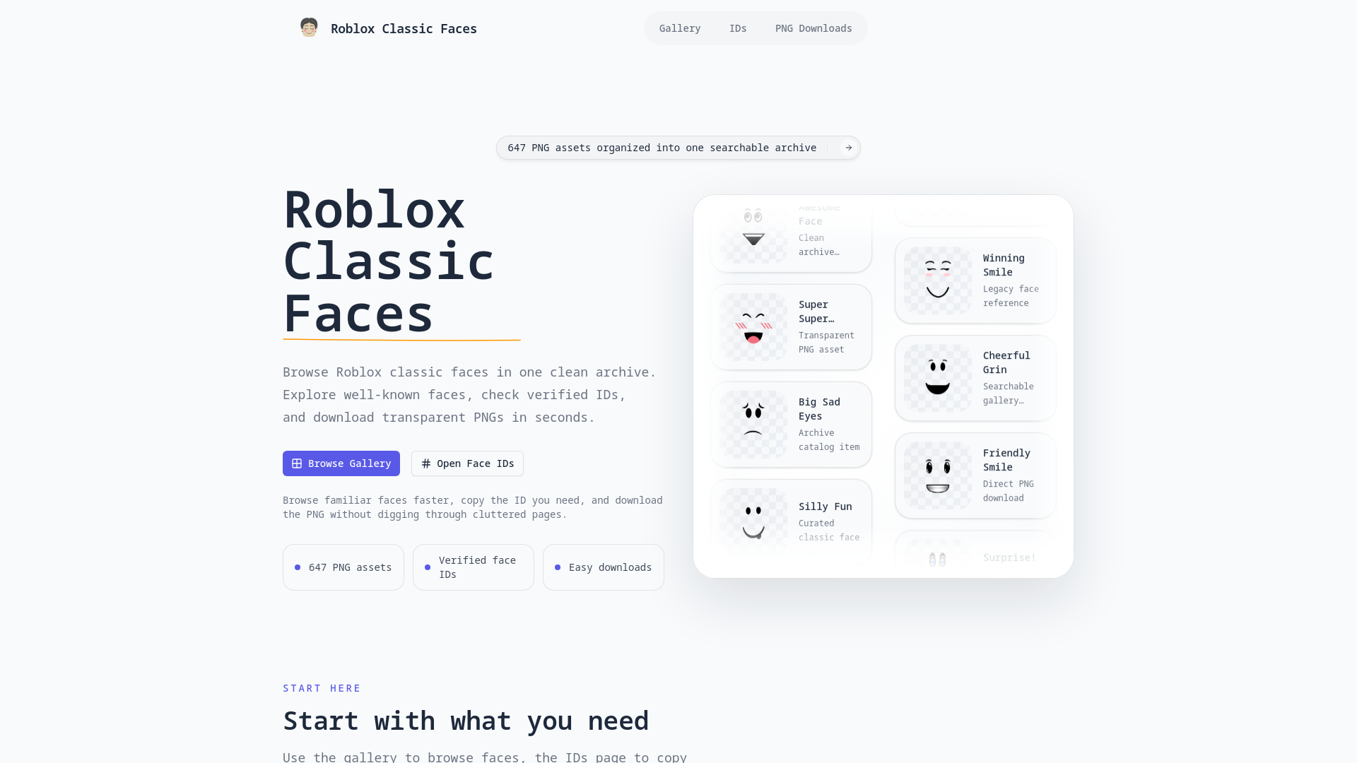 website screenshot of https://roblox-classic-faces.pages.dev/