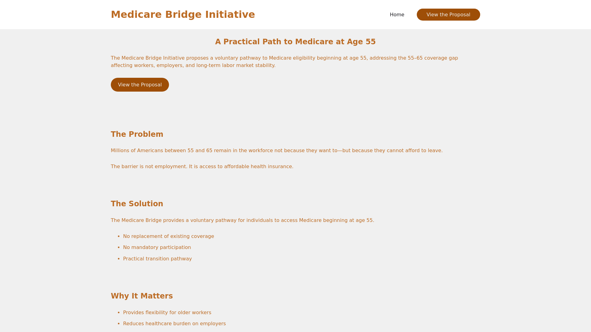 website screenshot of https://medicarebridgeinitiative.org