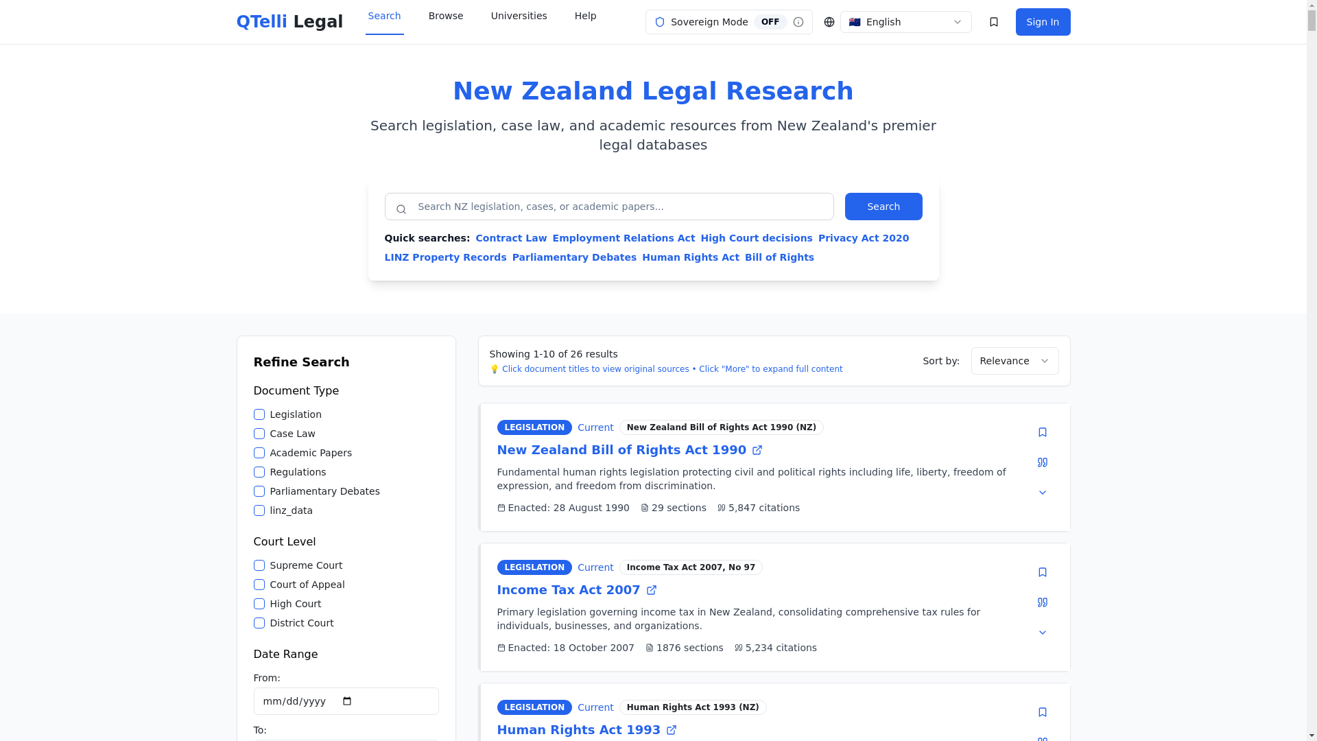 website screenshot of https://qtellilegal.com/