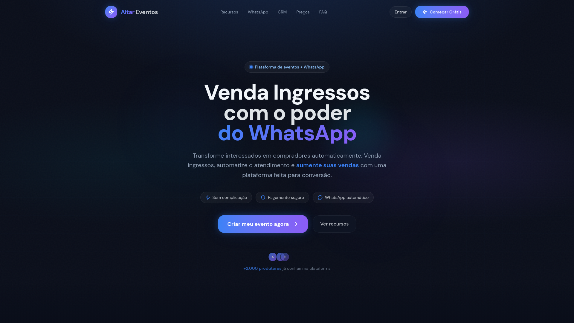 website screenshot of https://altareventos.com.br