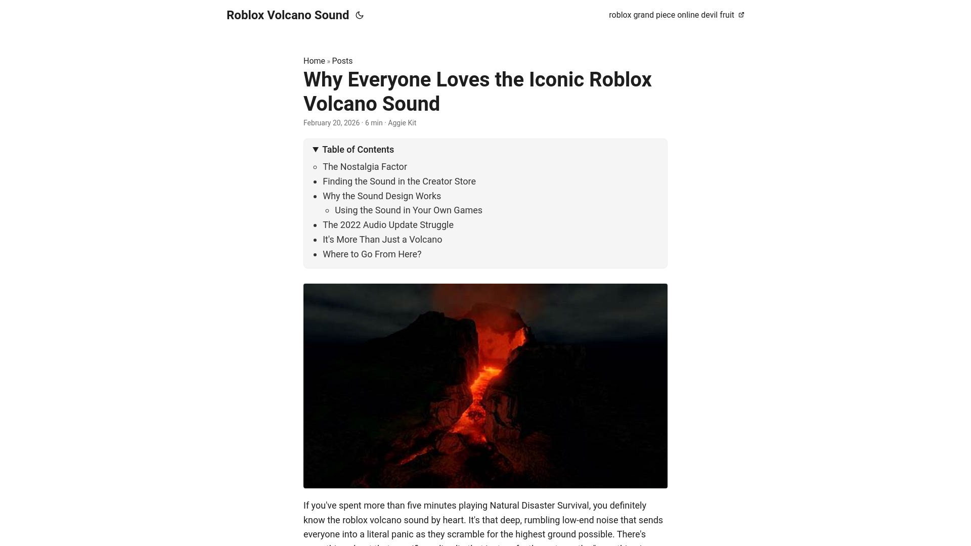 website screenshot of https://roblox-volcano-sound.pages.dev/