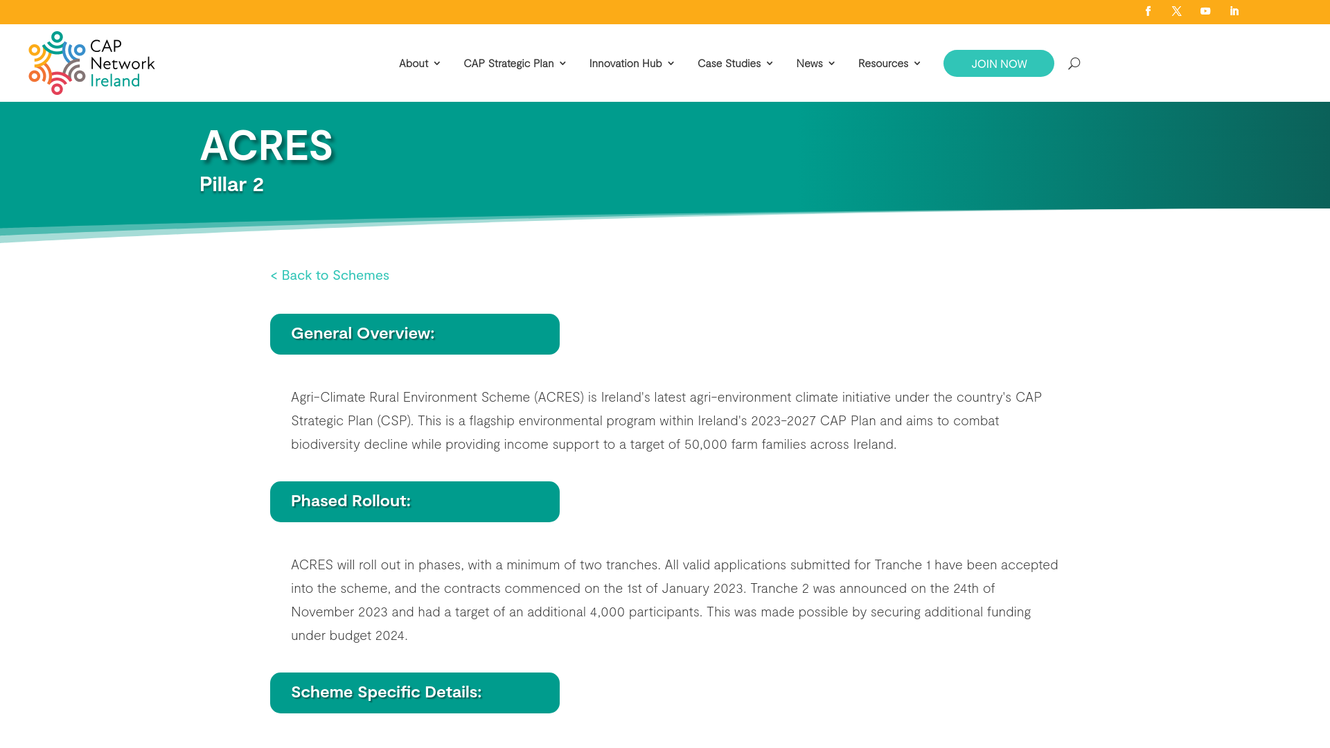 website screenshot of https://capnetworkireland.eu/schemes/acres/