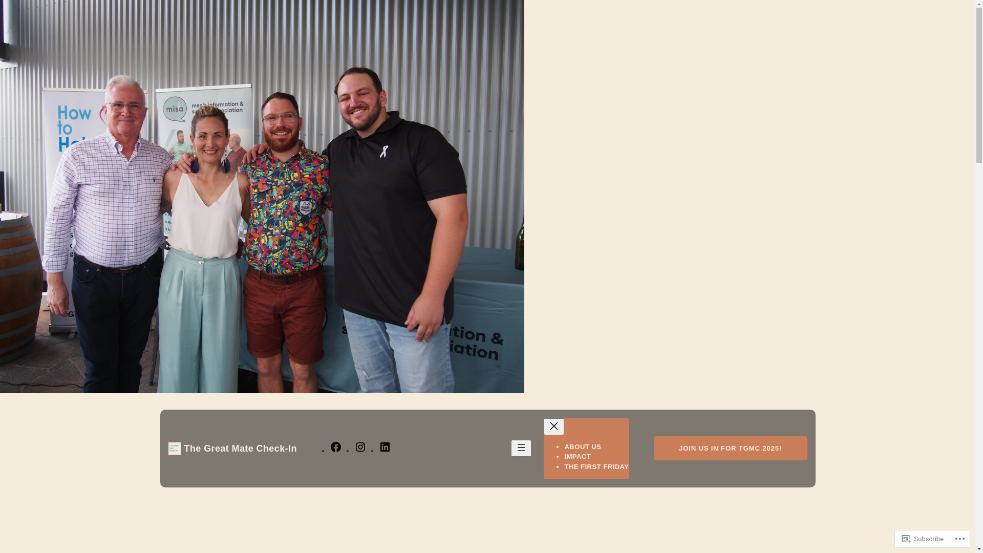 website screenshot of https://thegreatmatecheckin.com.au/