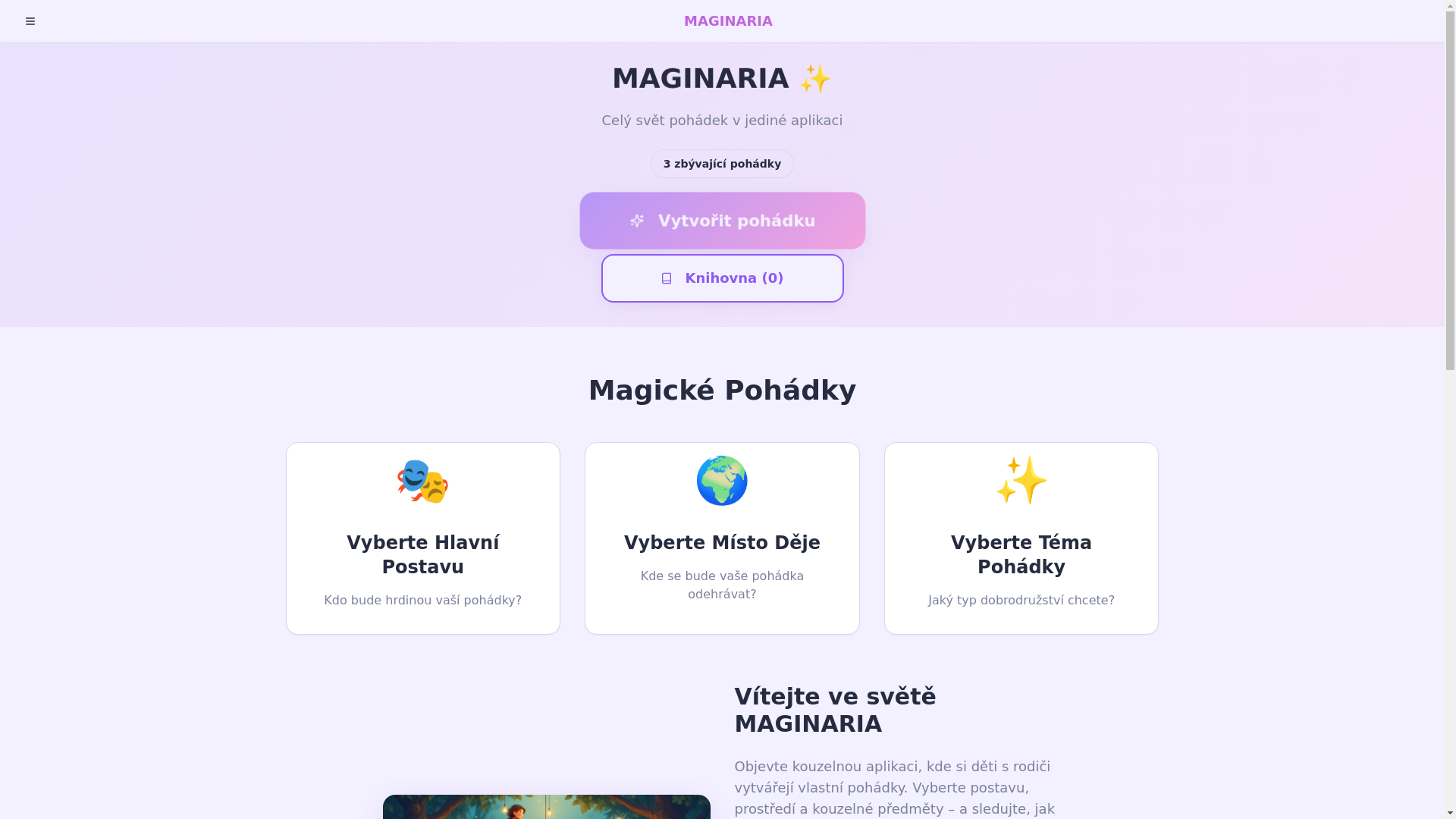 website screenshot of https://maginaria.cz/