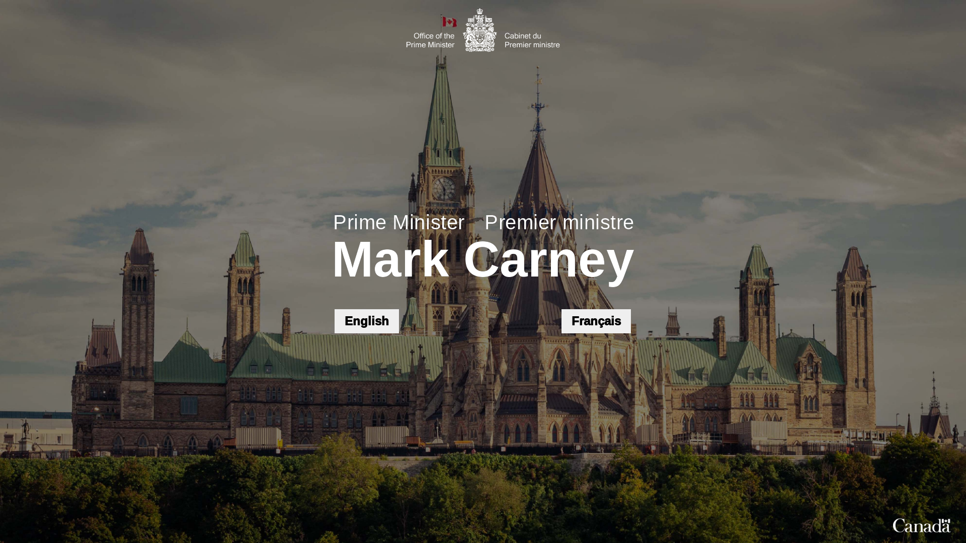 website screenshot of https://pm.gc.ca/
