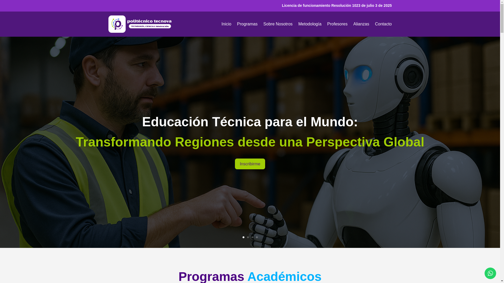 website screenshot of https://politecnova.edu.co/