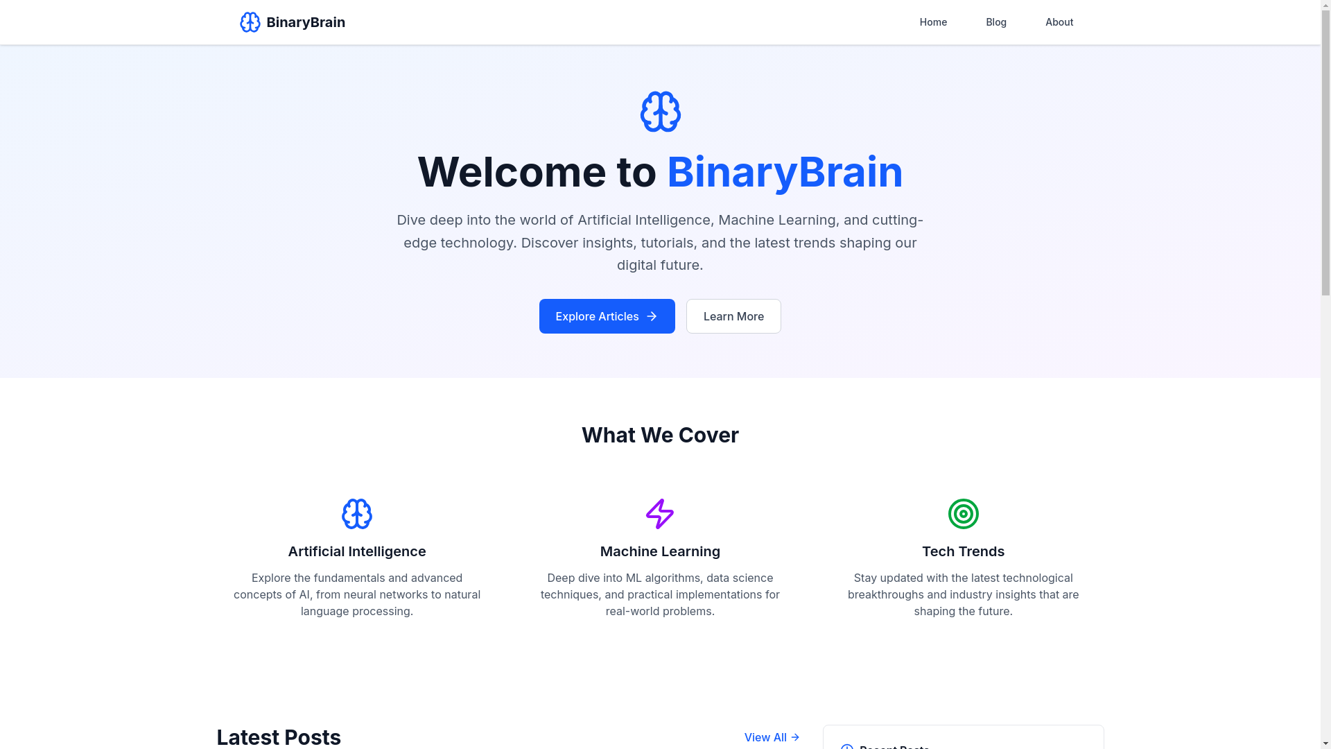 website screenshot of https://binarybrain.pages.dev/