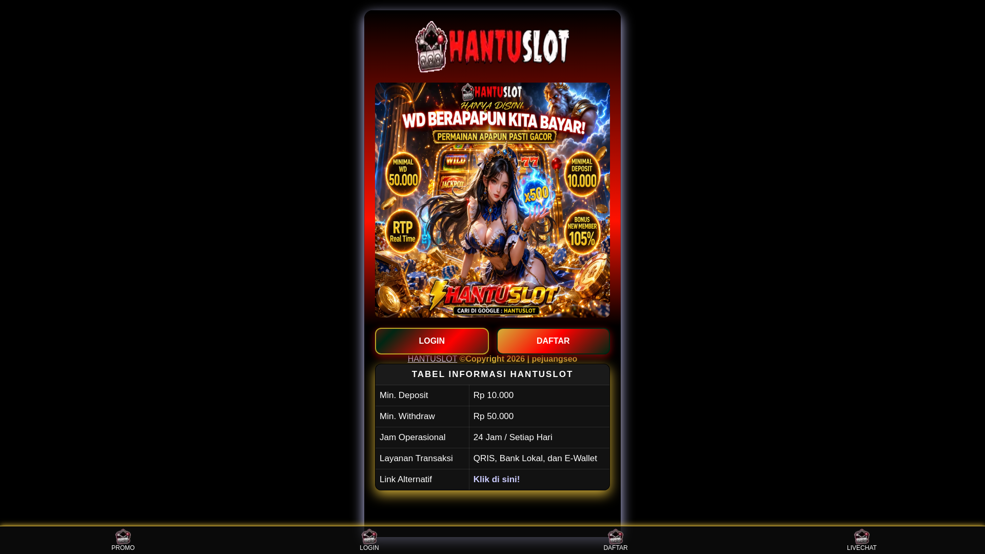 website screenshot of https://hantuslot-pasti-gacor-amp.pages.dev/