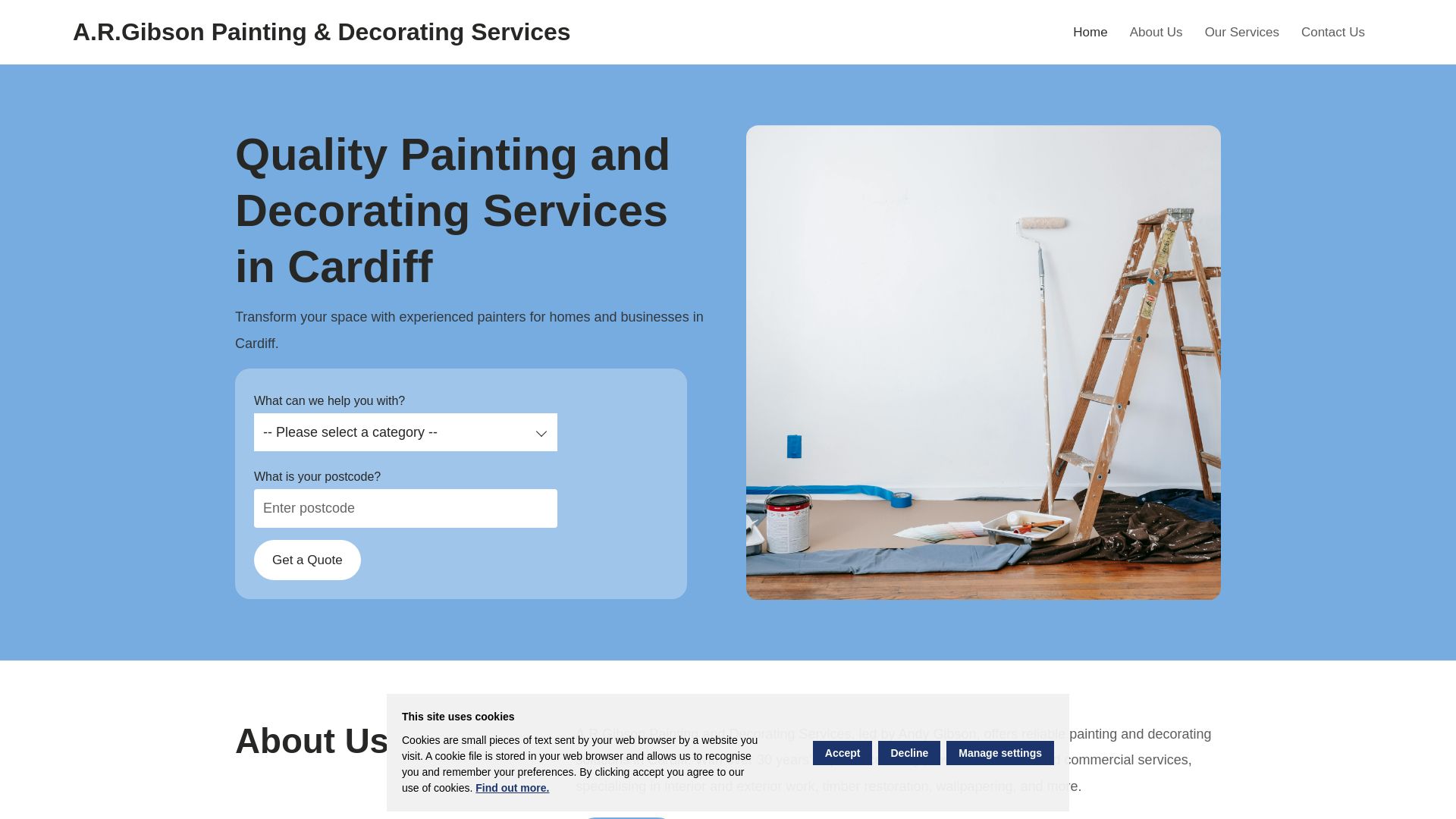 website screenshot of https://argibsonpaintinganddecoratingservices.co.uk