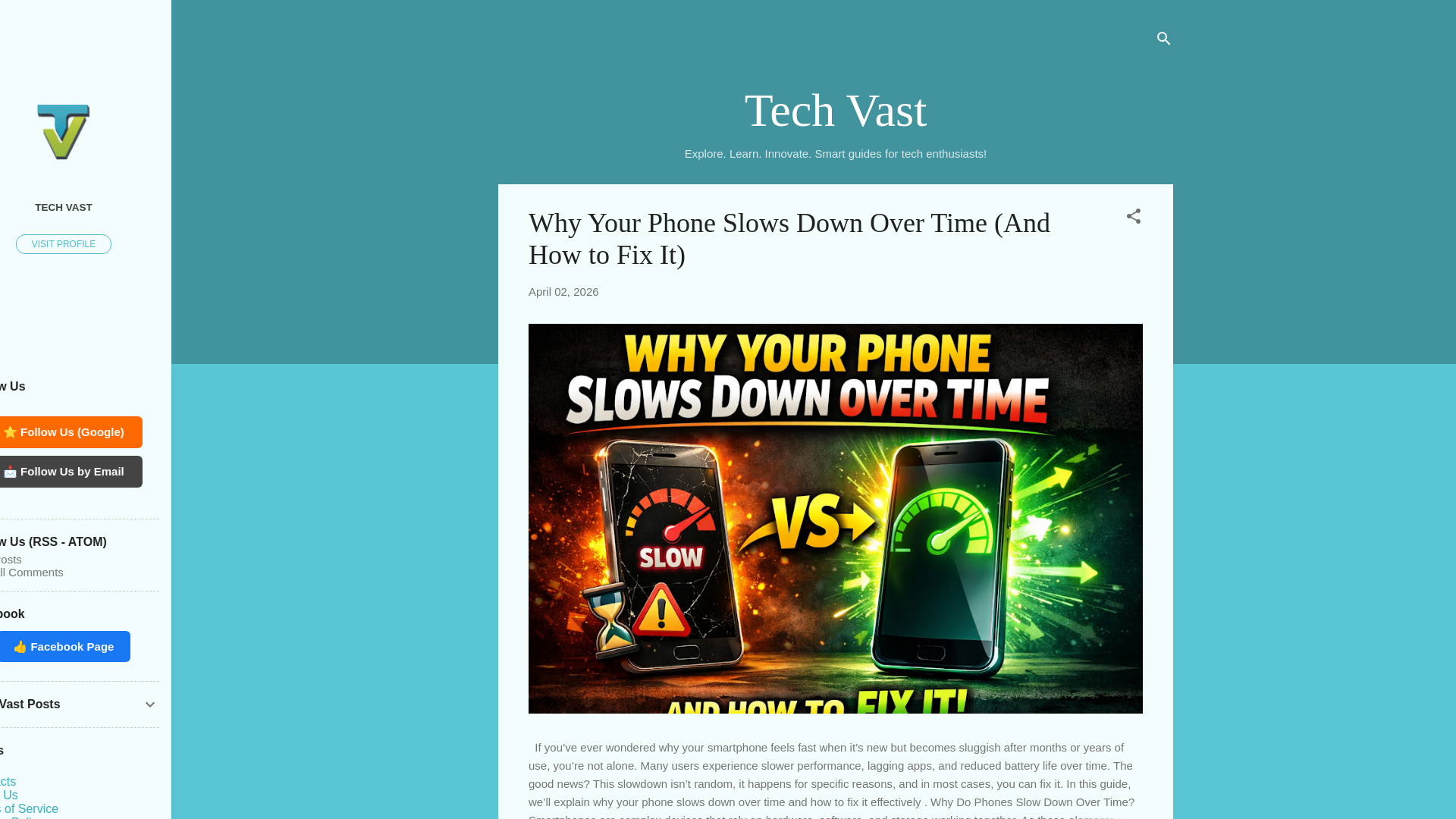 website screenshot of https://techvast.space