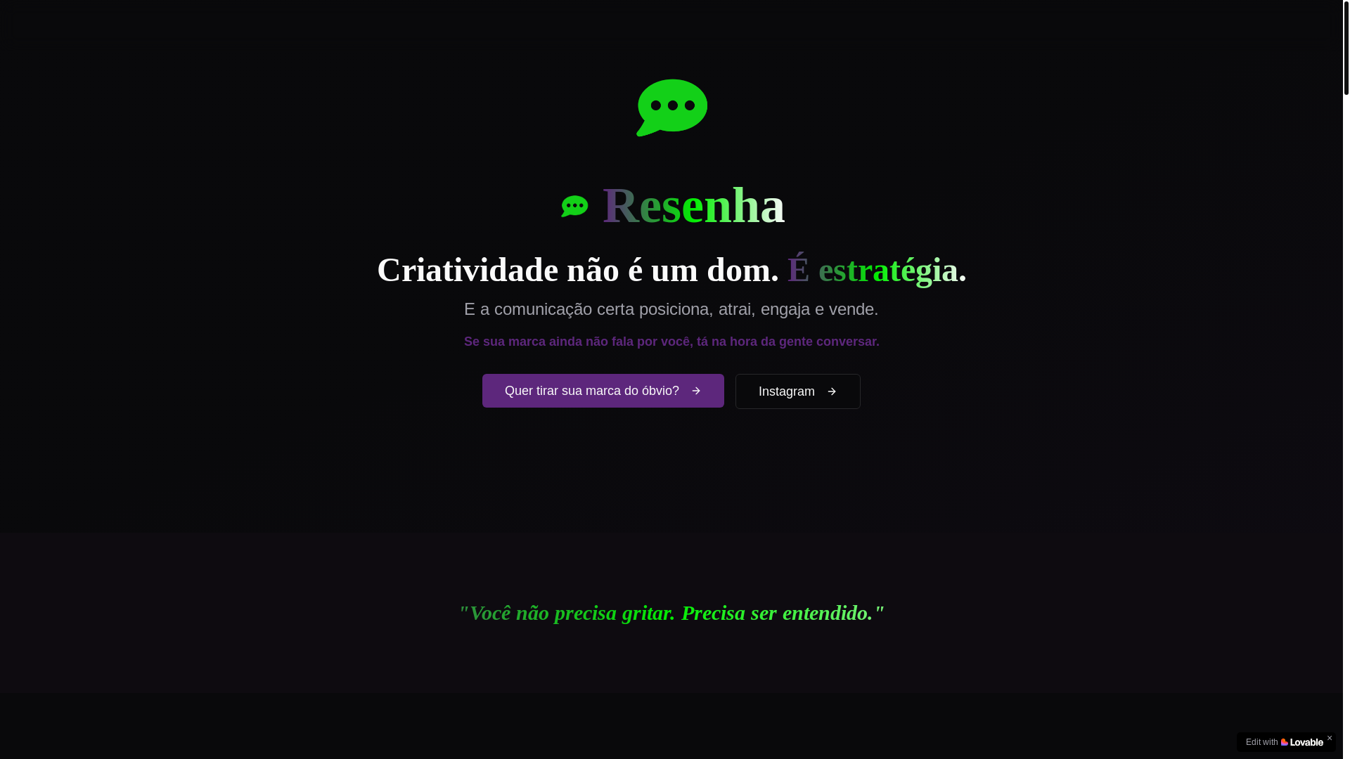 website screenshot of https://resenhastudio.com.br/
