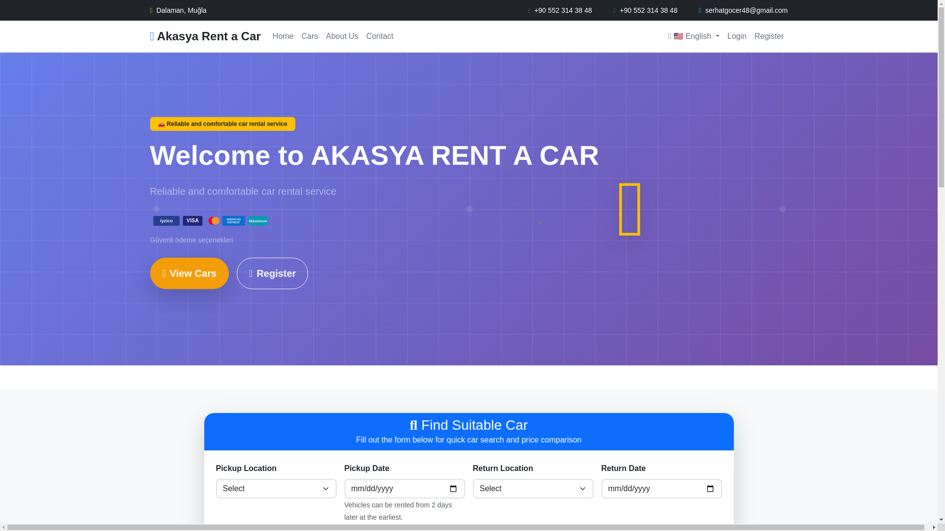 website screenshot of https://rentalcarakasya.com/
