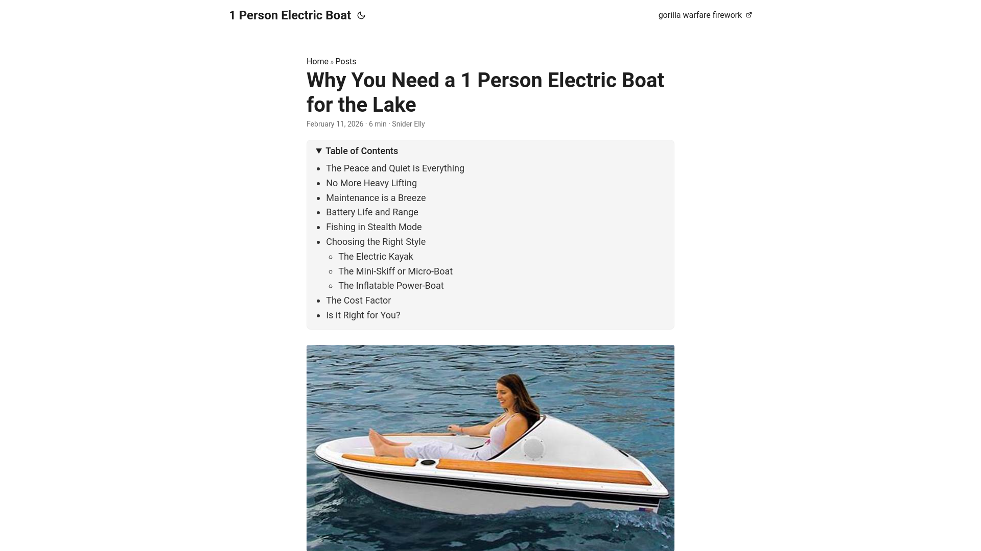 website screenshot of https://1-person-electric-boat.pages.dev/