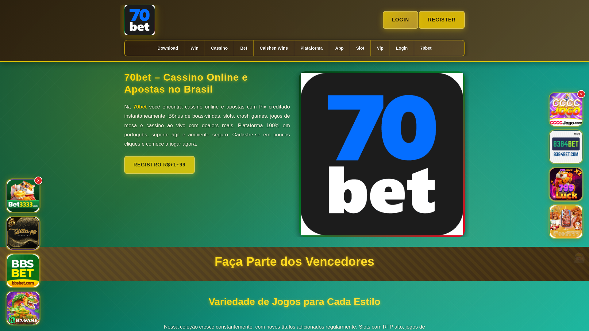 website screenshot of https://70betcara.com/