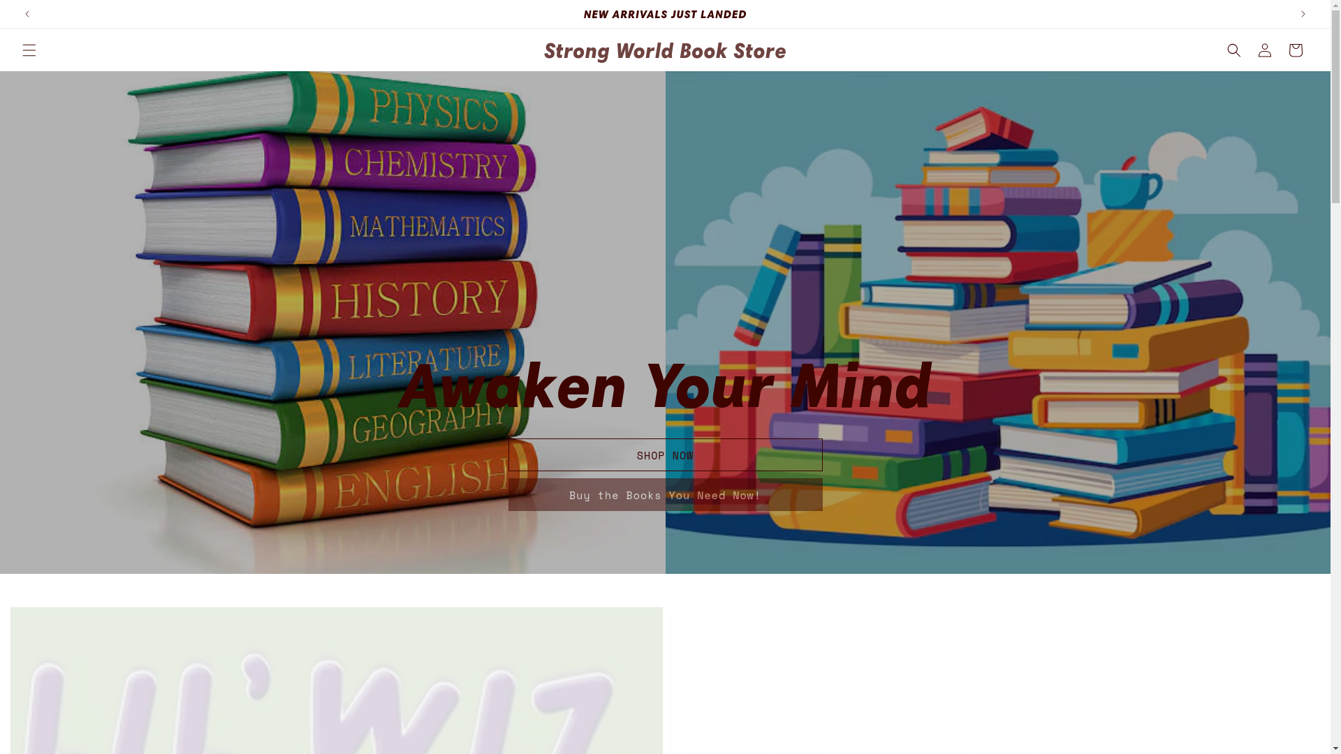 website screenshot of https://strongworldbookstore.com/