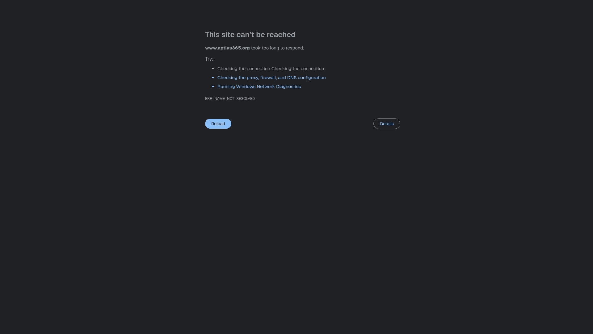 website screenshot of https://aptias365.org/