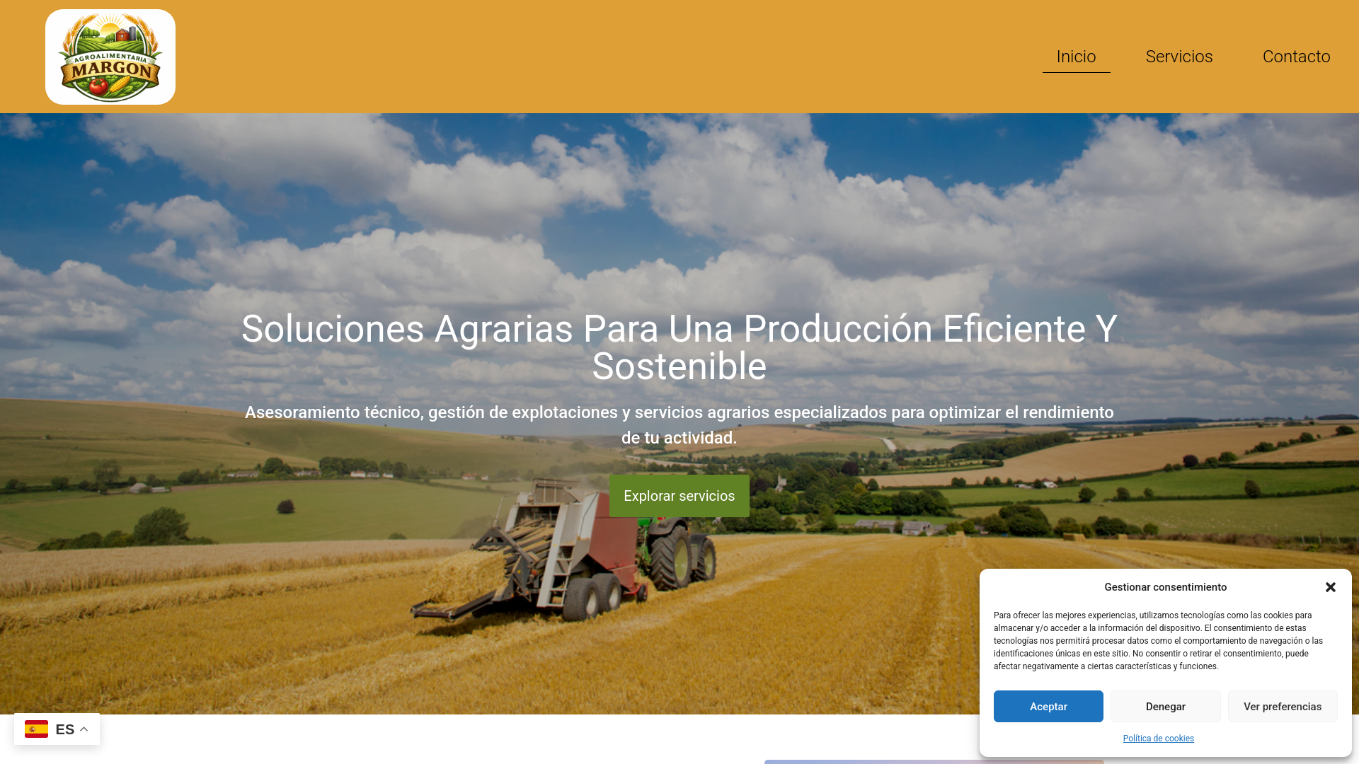 website screenshot of https://agroalimentariamargon.com