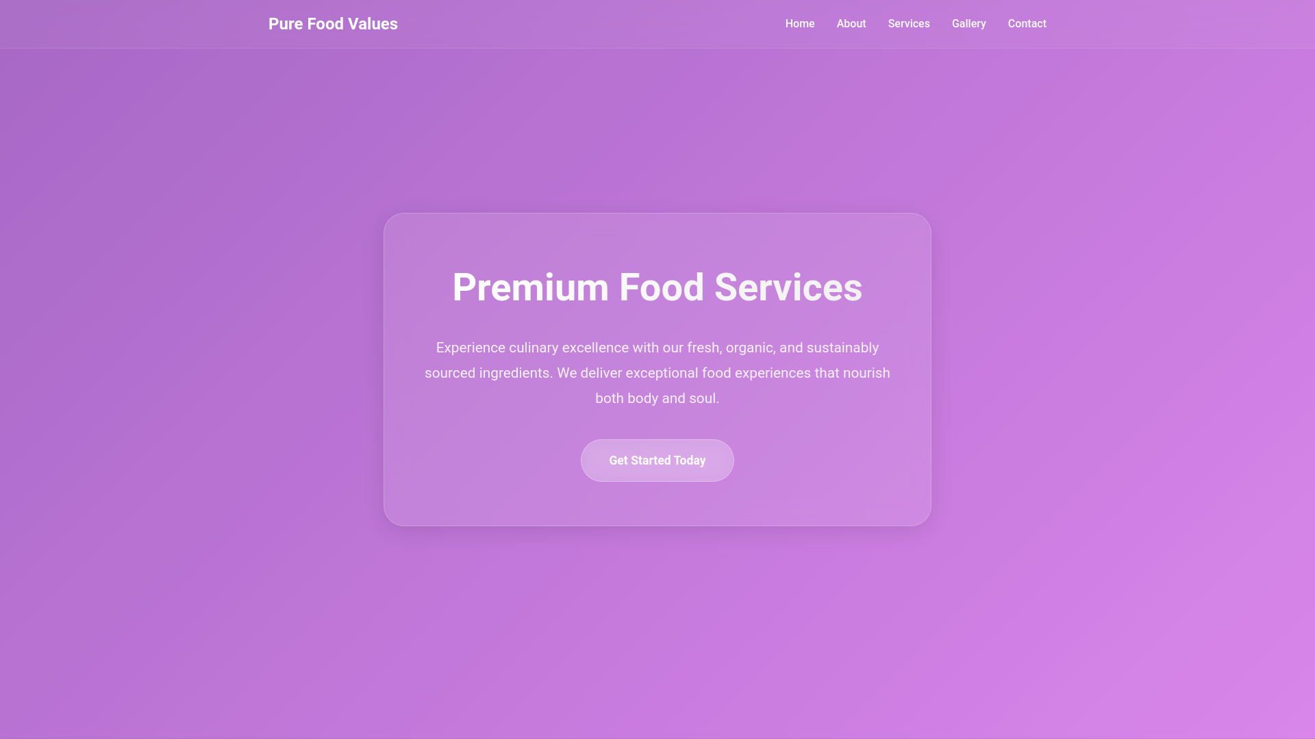 website screenshot of https://purefoodvalues.shop/