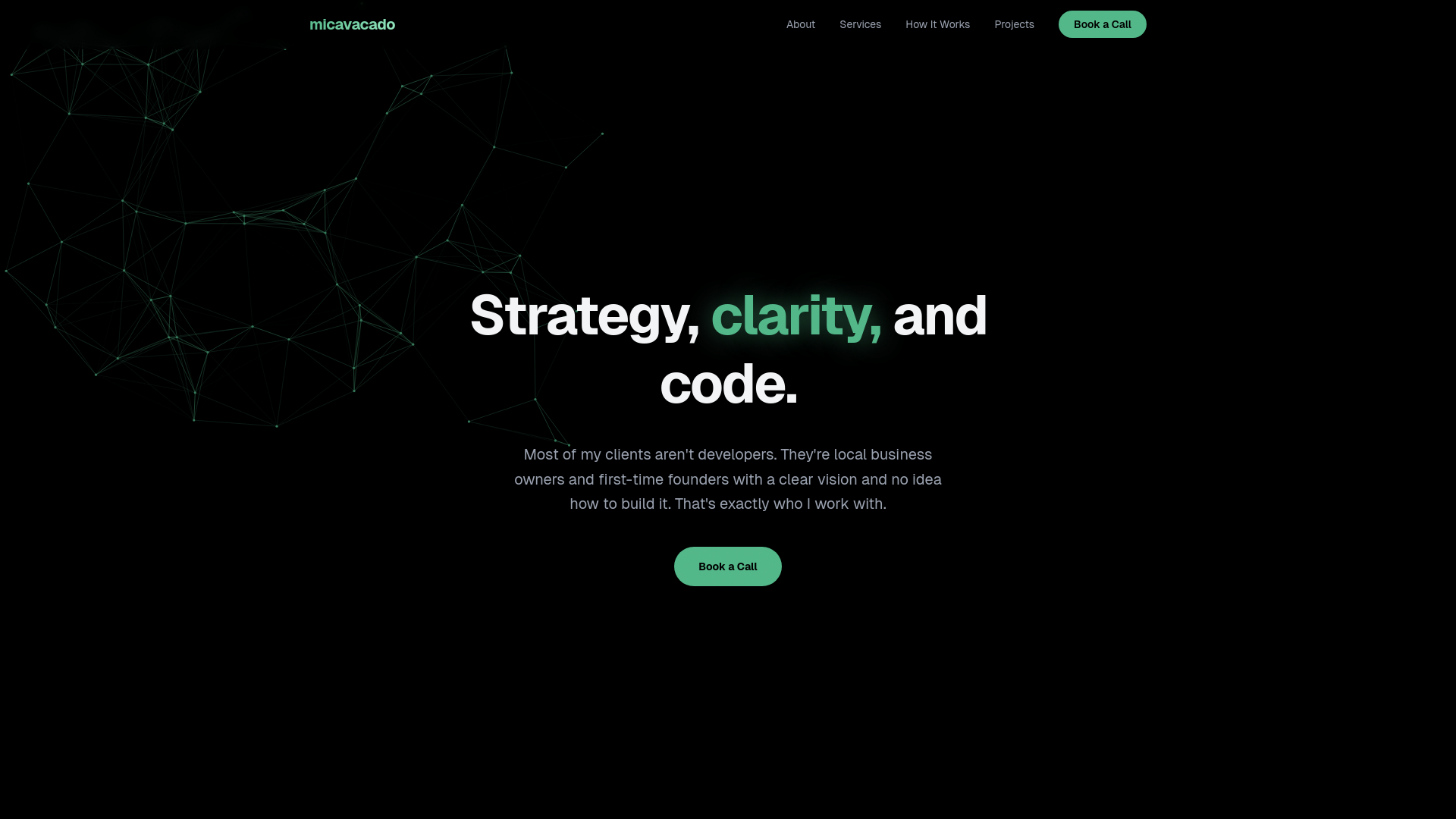 website screenshot of https://micavacado.dev/