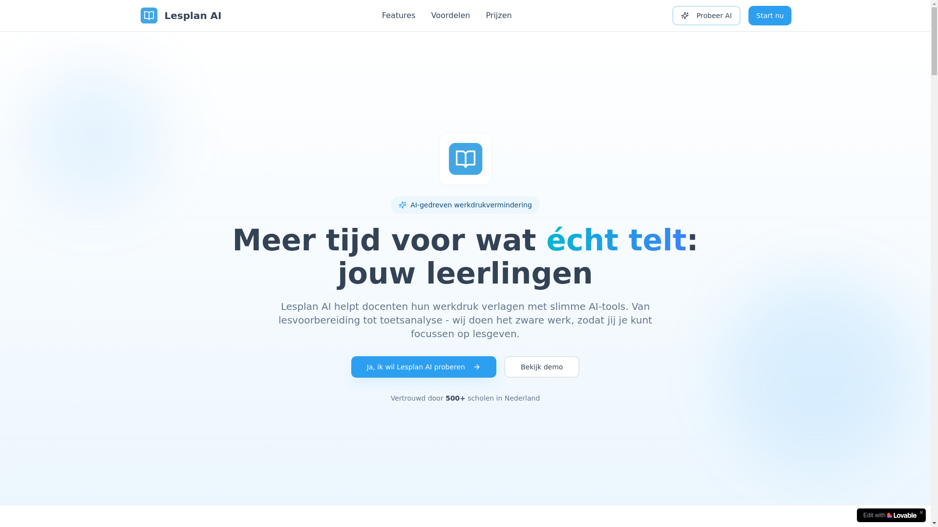 website screenshot of https://lesplan-ai.nl/