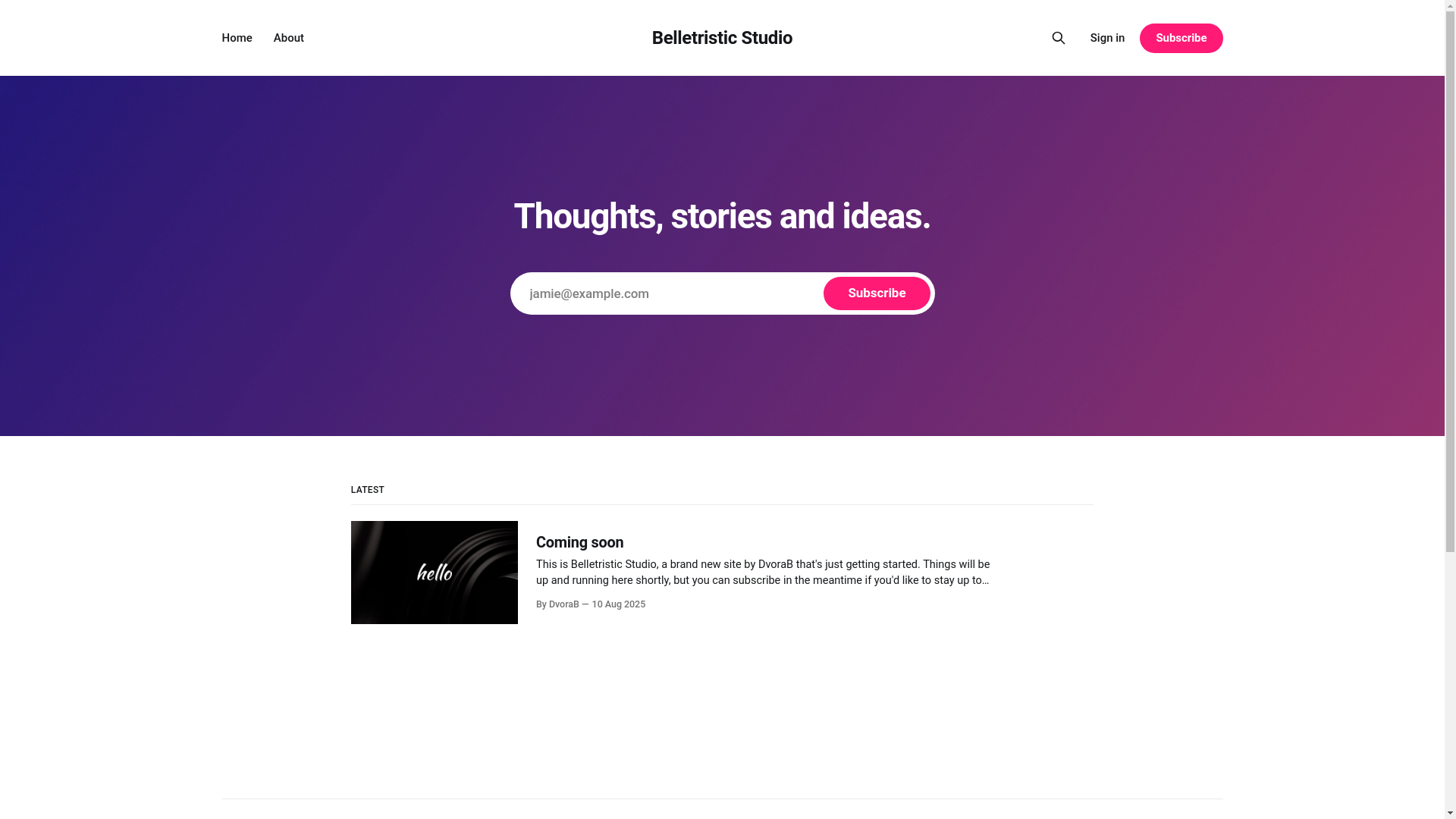 website screenshot of https://belletristic.studio/