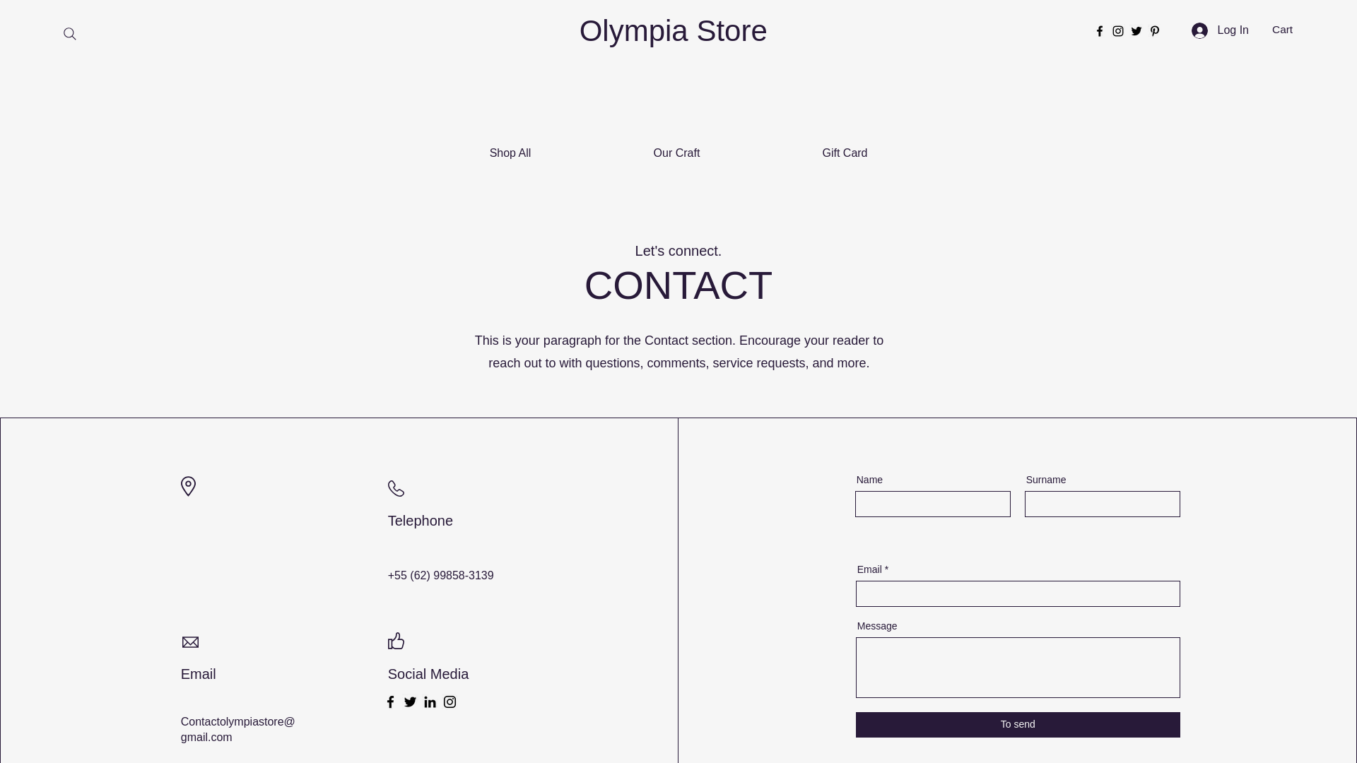 website screenshot of https://olympiastore.shop/