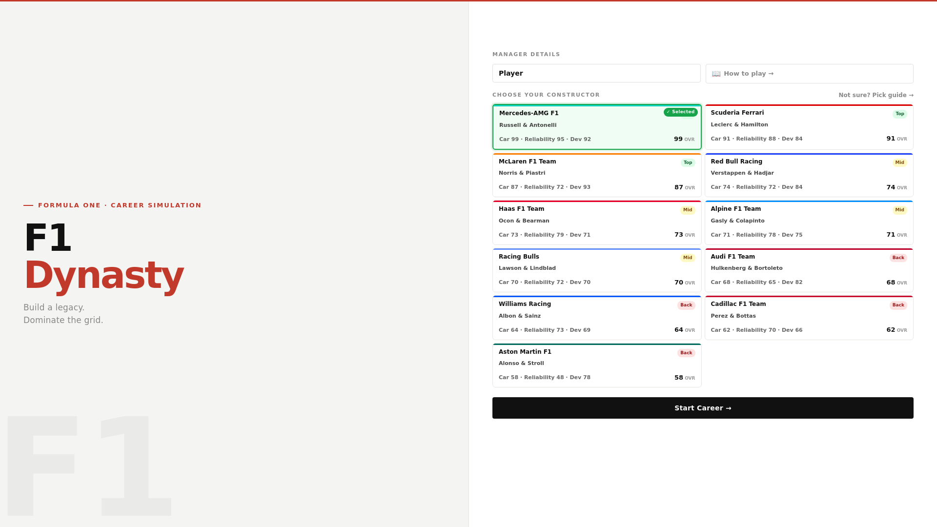 website screenshot of https://f1-dynasty.pages.dev/