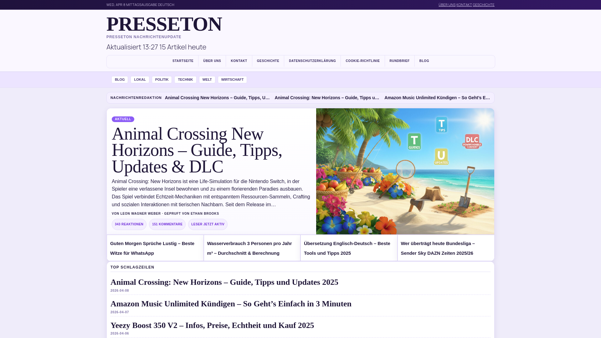 website screenshot of https://presseton.de/