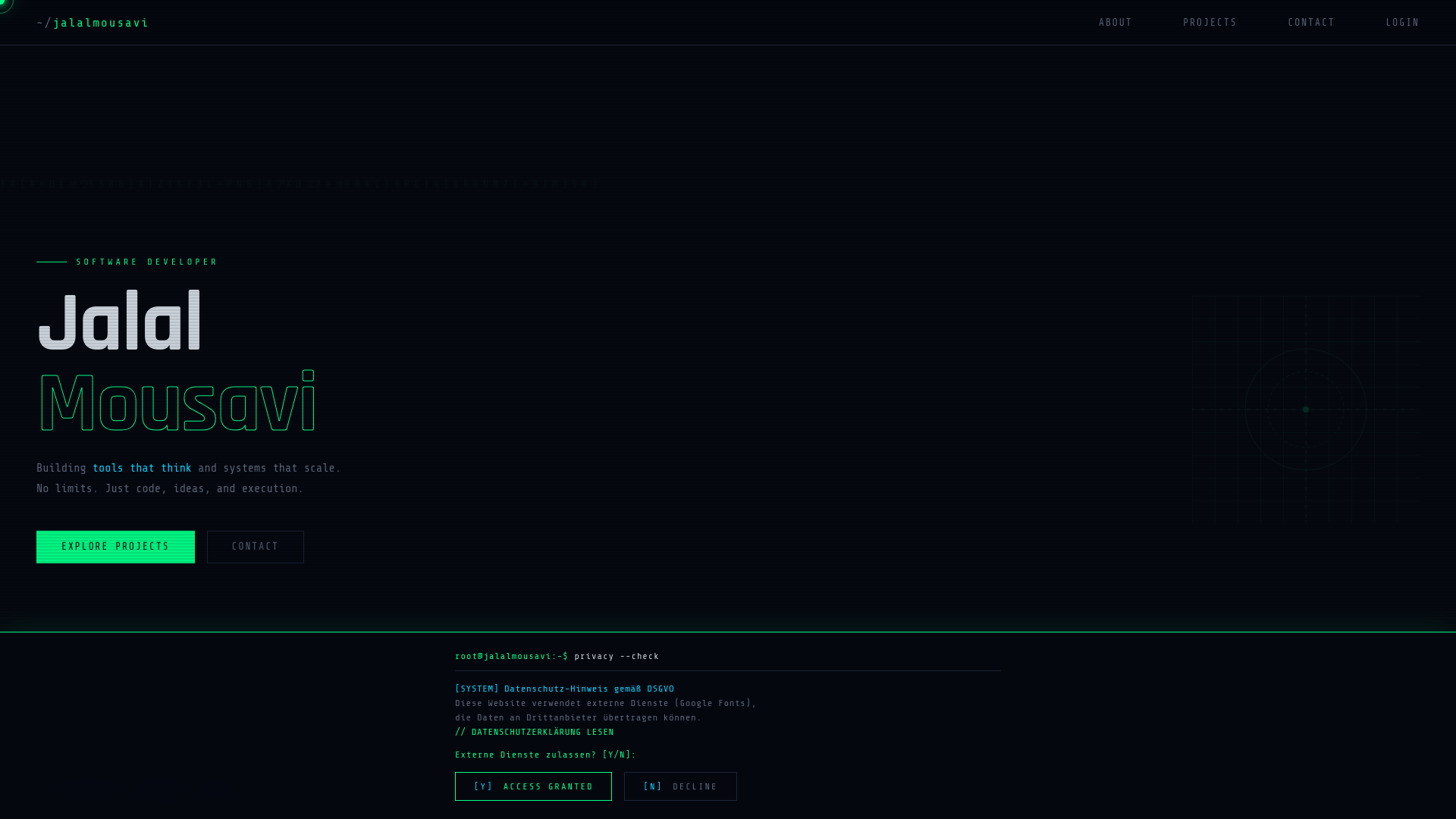 website screenshot of https://jalalmousavi.me/