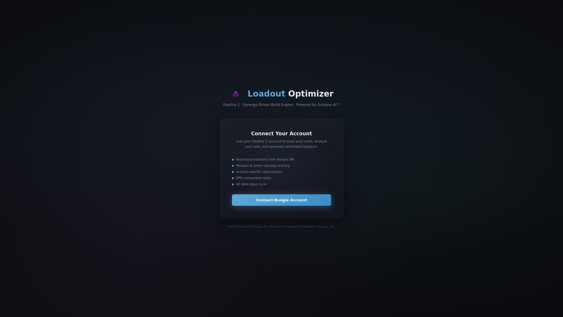 website screenshot of https://destiny-loadout-optimizer.pages.dev/