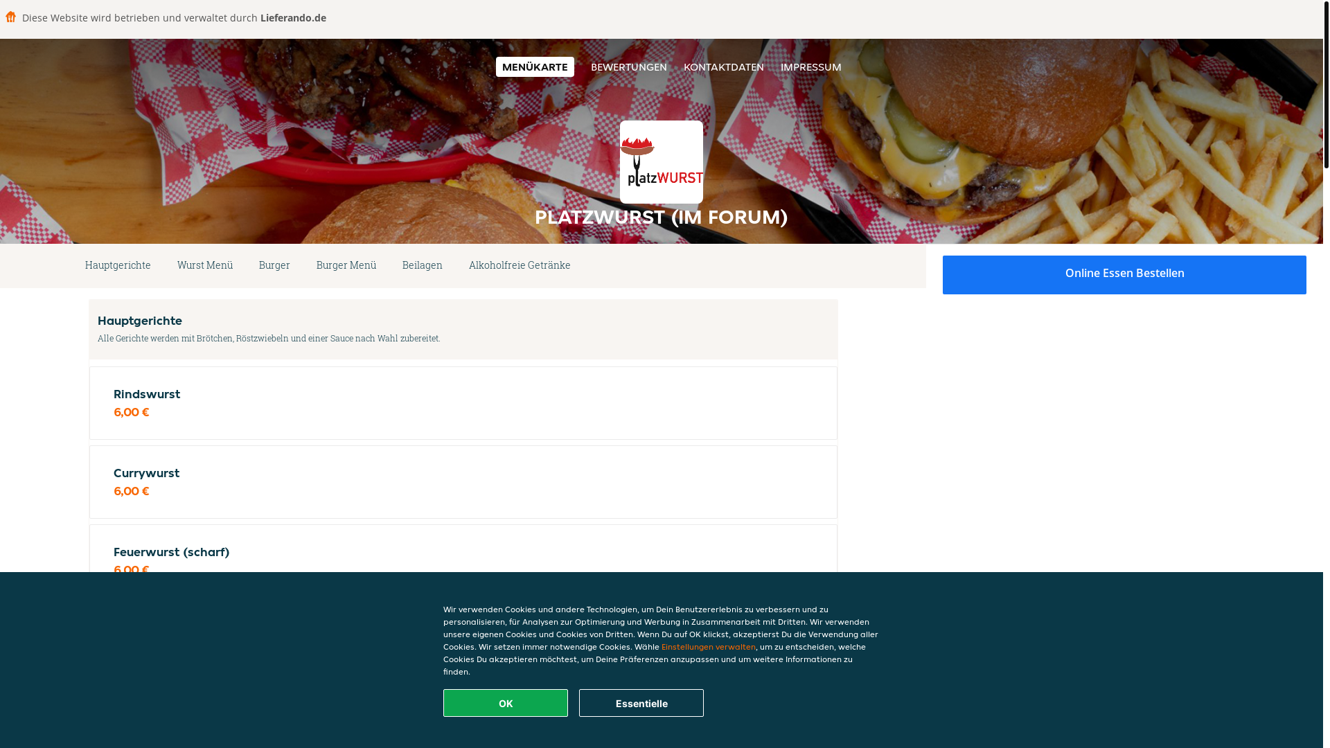 website screenshot of https://hanau-platzwurst.de/