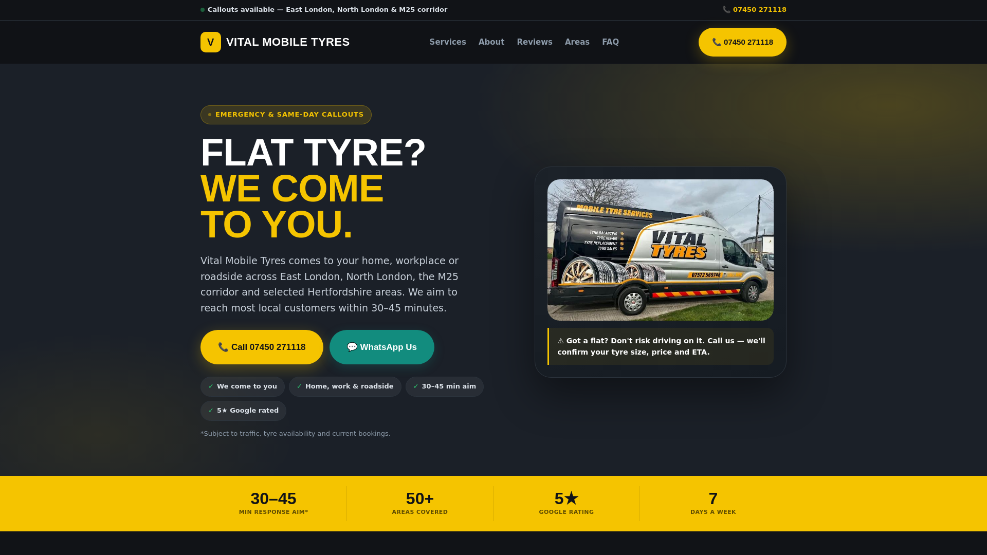 website screenshot of https://vitalmobiletyres.co.uk/