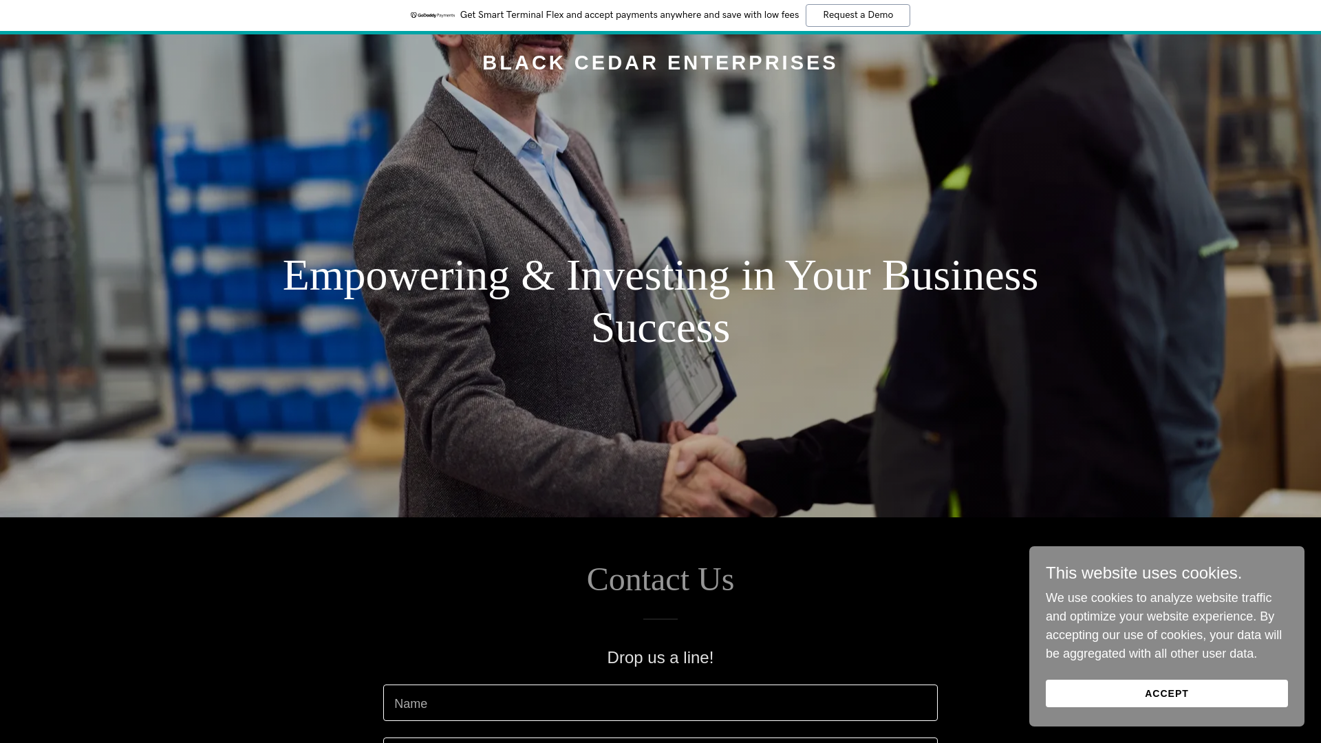website screenshot of https://blackcedarenterprises.com/