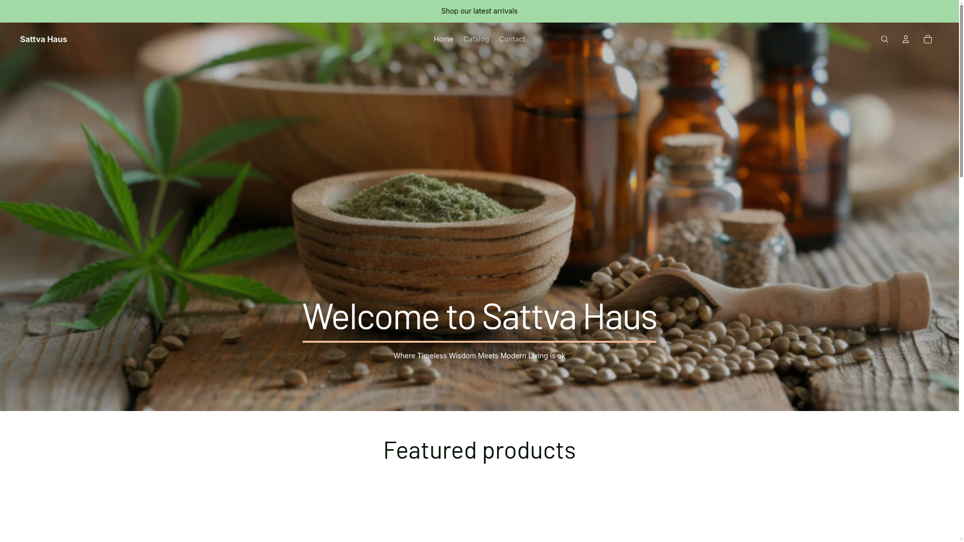website screenshot of https://sattvahaus.store/