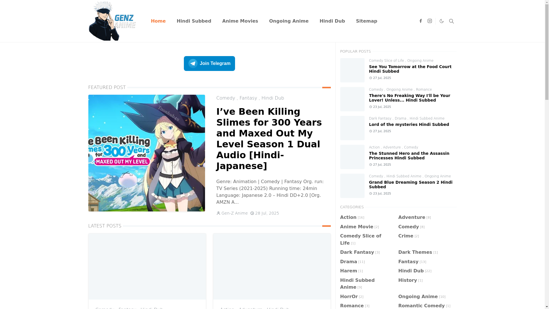 website screenshot of https://genzanime.online/