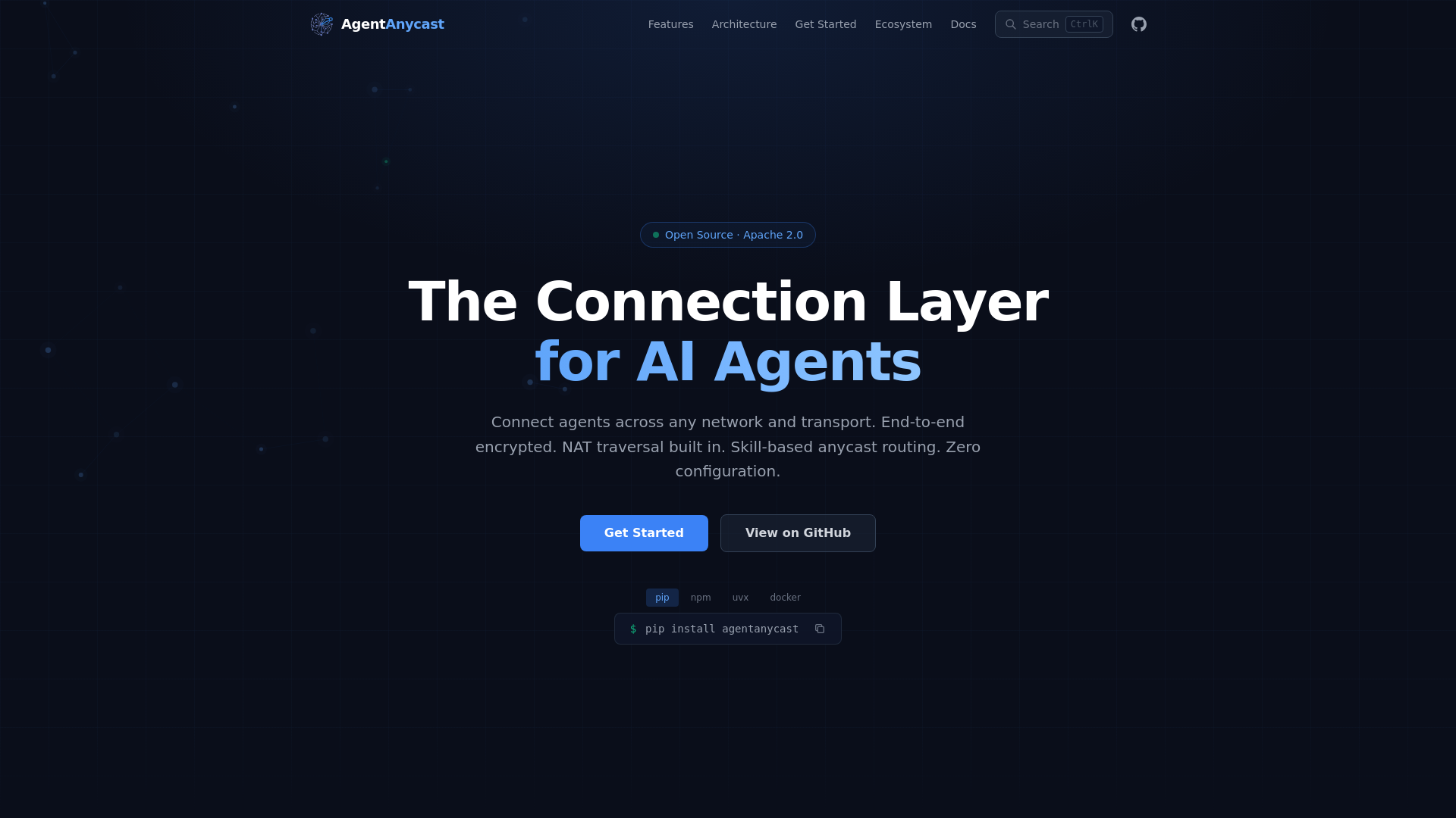 website screenshot of https://agentanycast.com/