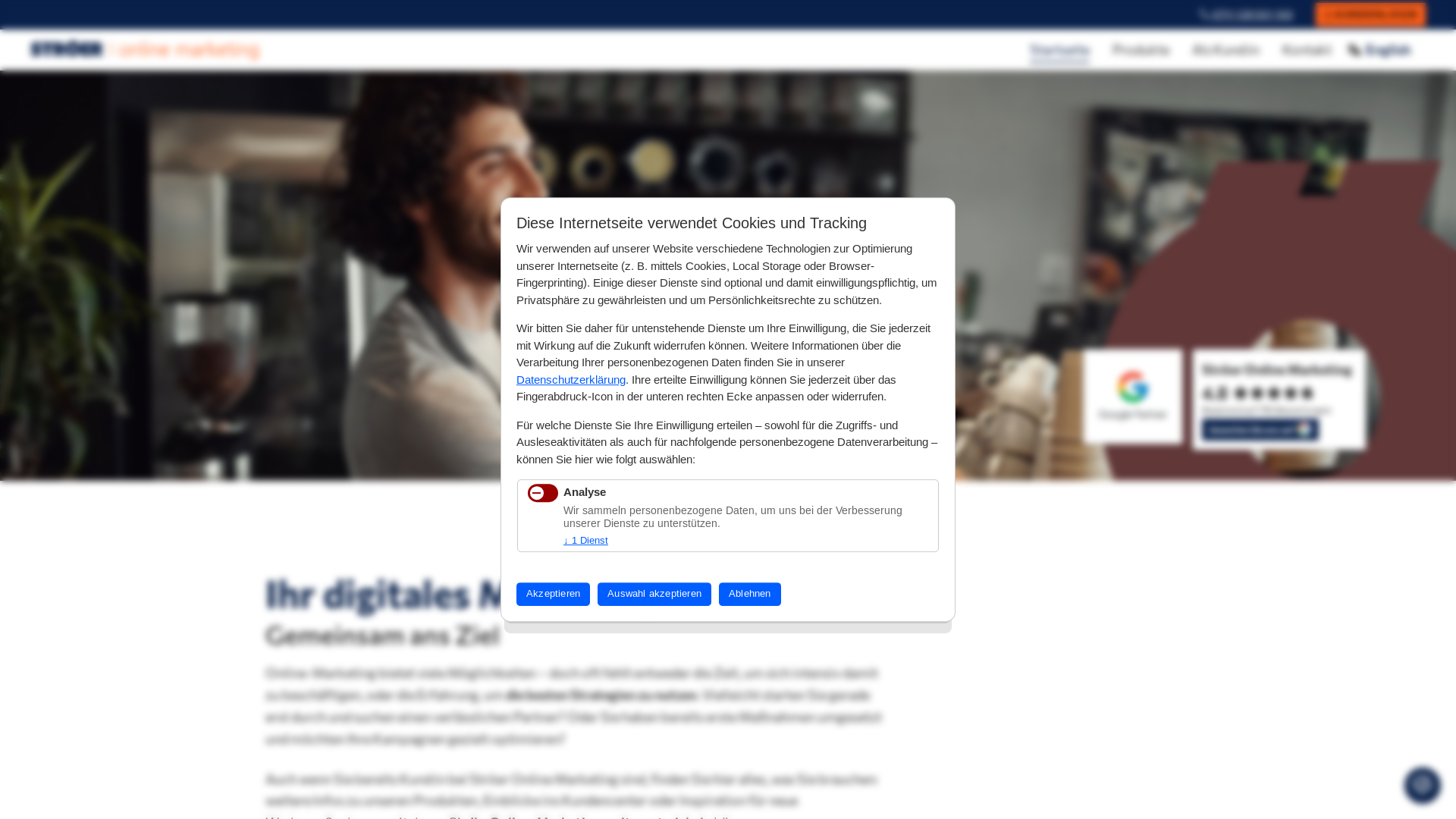 website screenshot of https://stroeer-online-marketing.biz