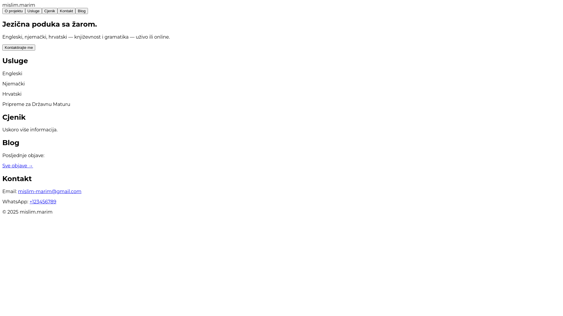 website screenshot of https://mislim-marim.com/