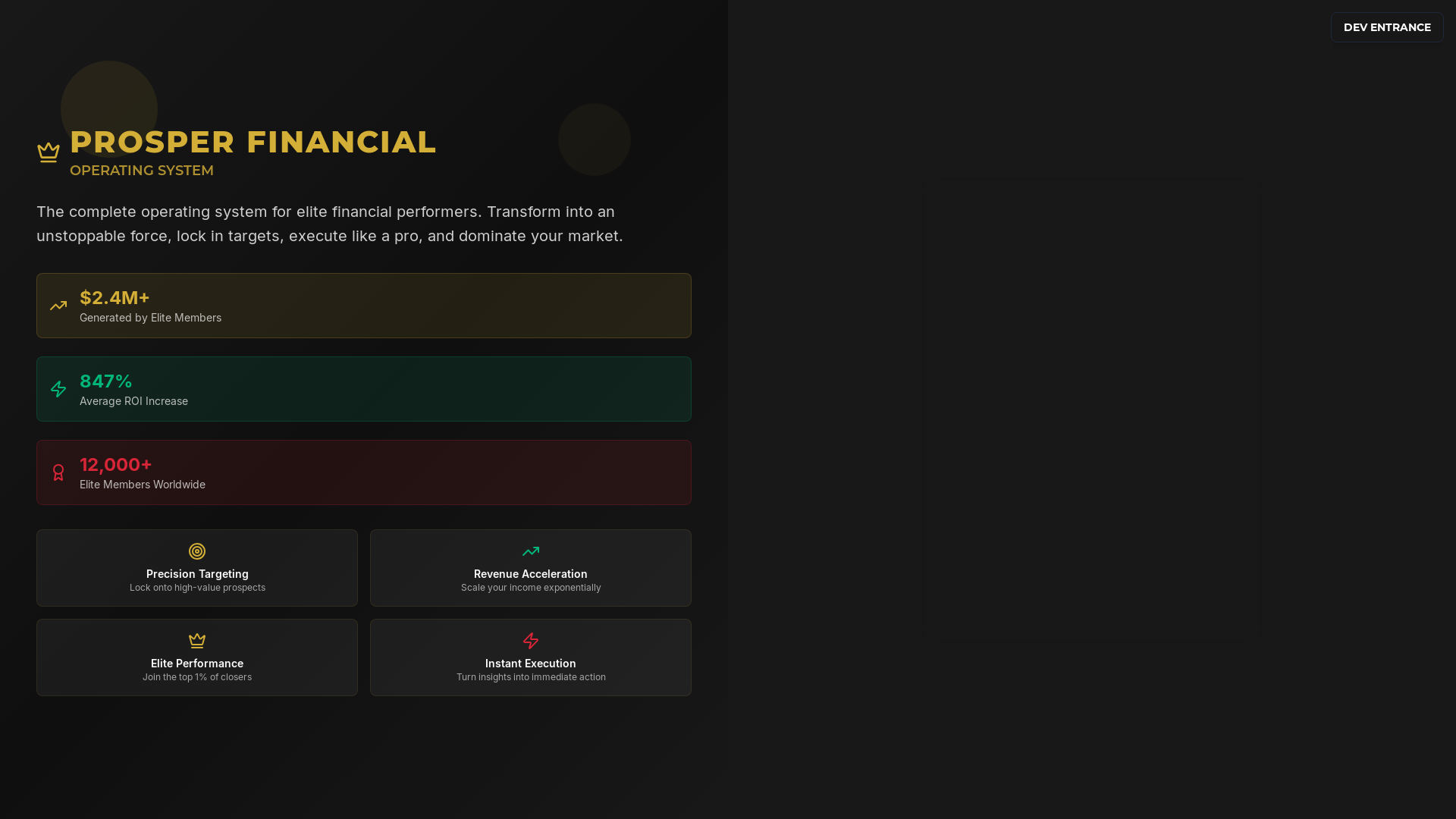 website screenshot of https://prosperfinancialos.app/