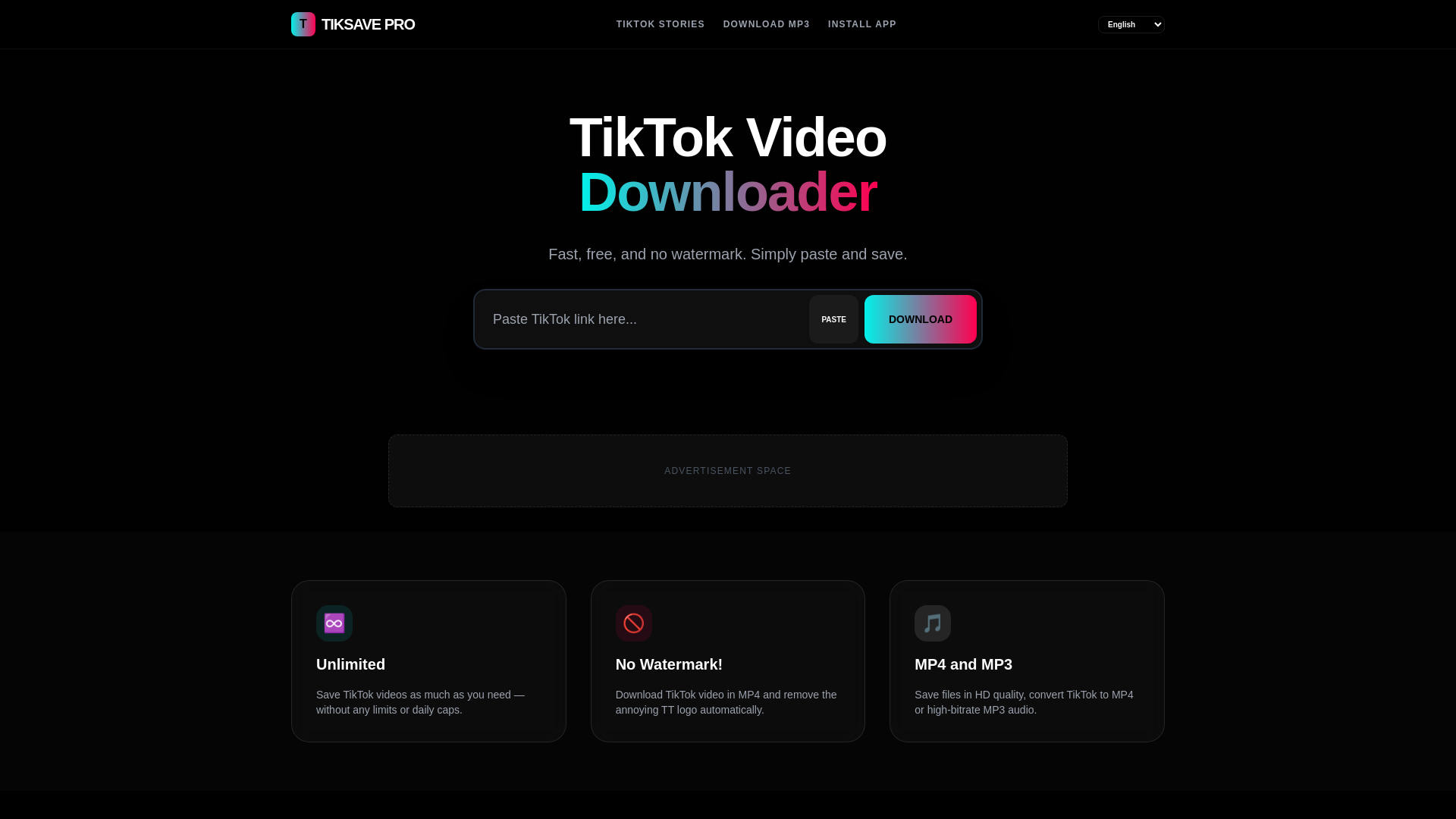 website screenshot of https://tikfastsave.com/