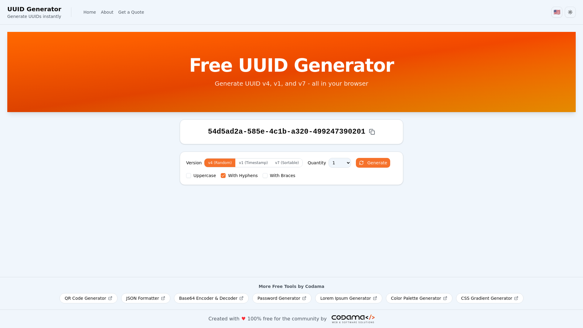 website screenshot of https://uuid-generator-4gx.pages.dev/