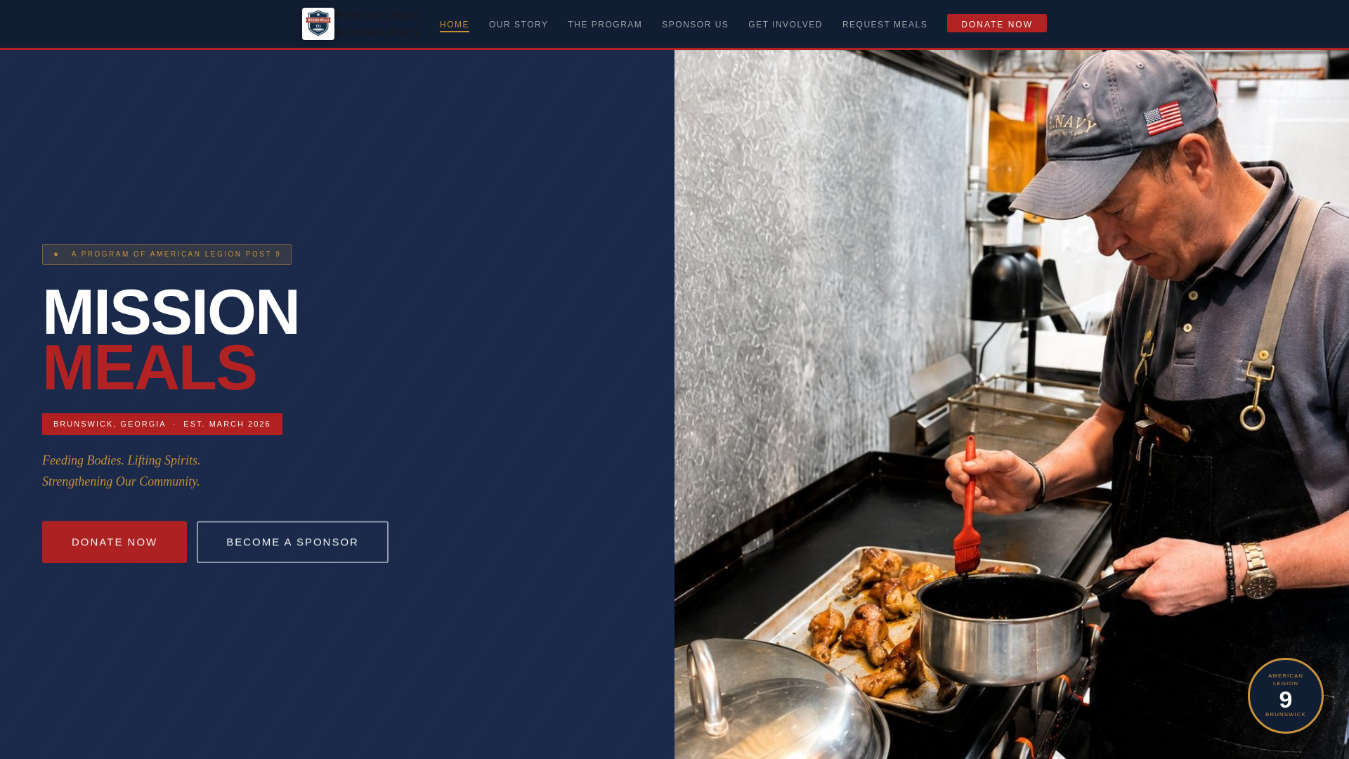 website screenshot of https://missionmeals.vet/